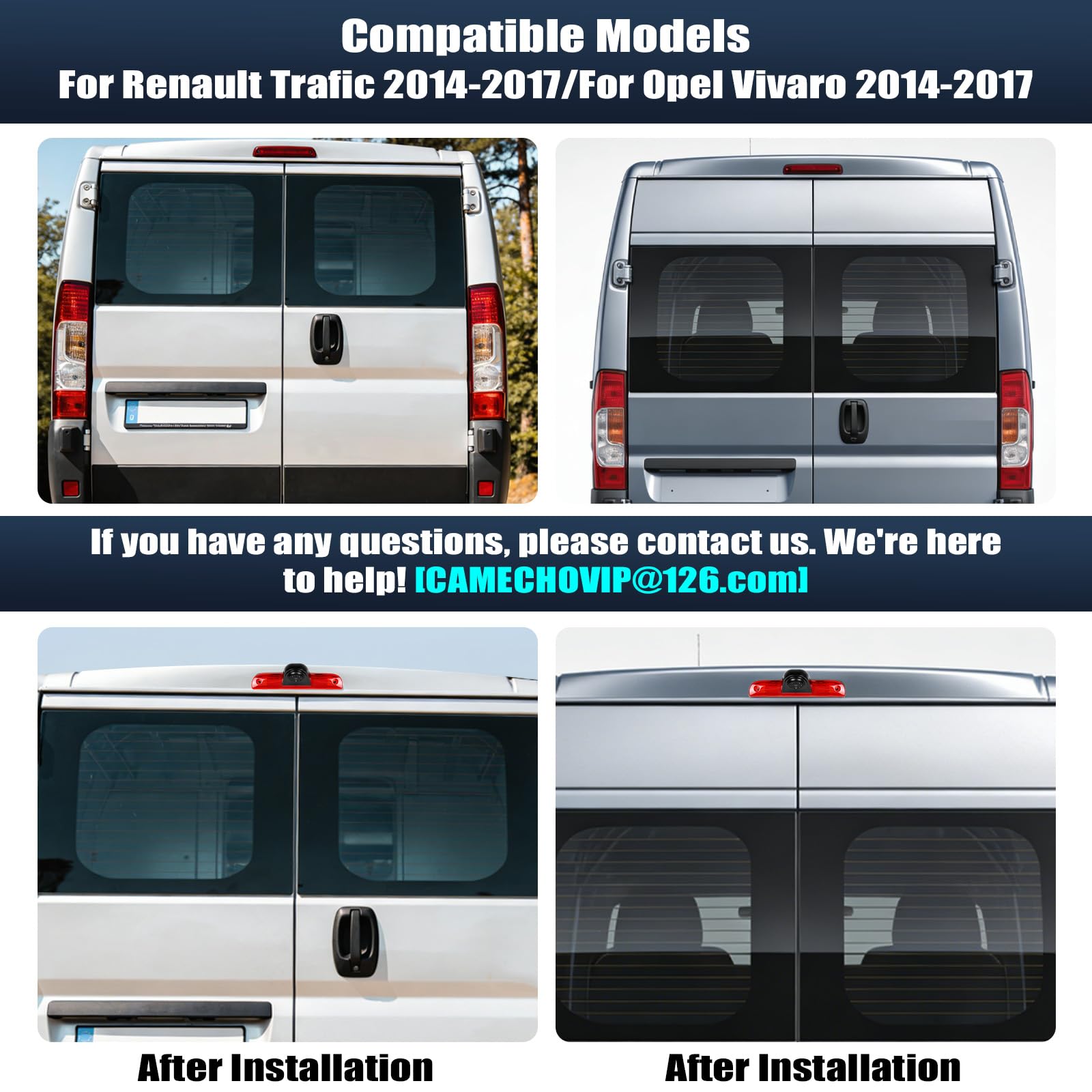 Cámara de Marcha atrás CAMECHO 720P HD para FIAT Ducato/Peugeot Boxer 2006-2018, Gran Angular 140°, Impermeable IP67, visión Nocturna con Luces infrarrojas, fácil de Instalar