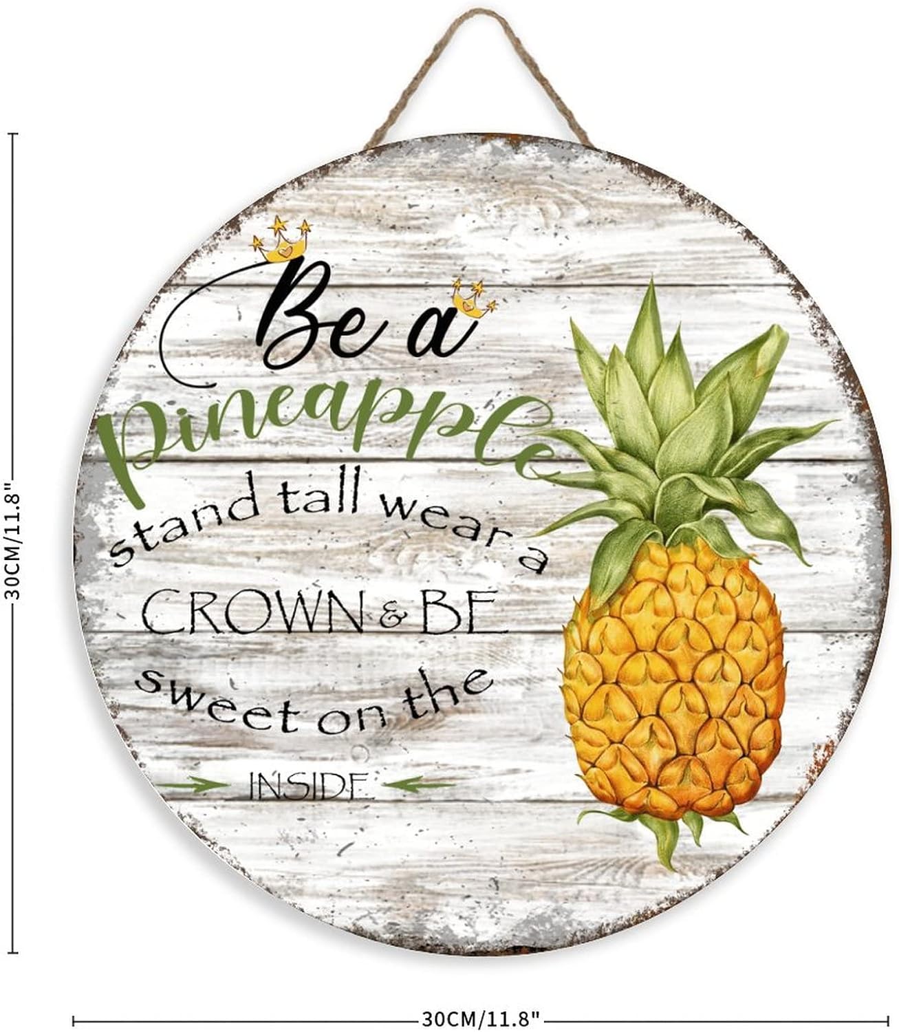 Rustic Wooden Door Hangers New Home Gift be A Pineapple Summer Fruit Pineapple Front Door Sign Farmhouse Wood Hanging Plaque Art for Thanksgiving Christmas Home Wall Decor 16"