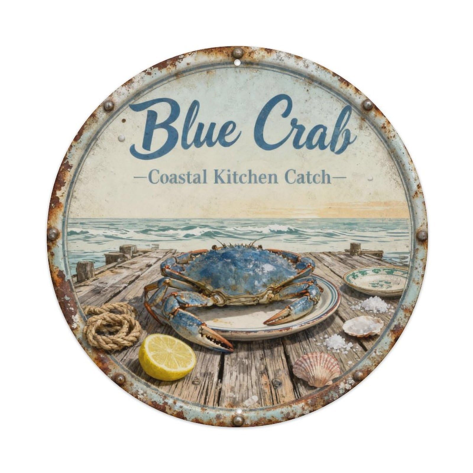 Blue Crab Morning Metal Tin Sign Plaque