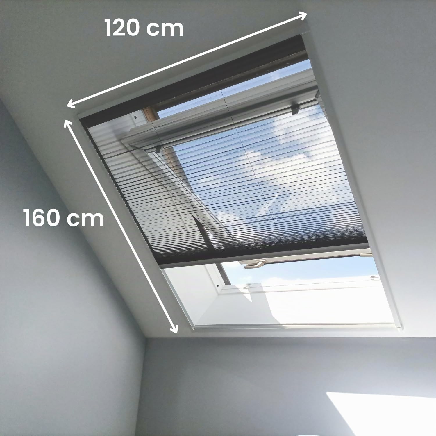 Avosdim Plissee-Insektenschutzgitter – B 120 x H 160 cm – für Dachfenster, in Höhe und Breite zuschneidbar