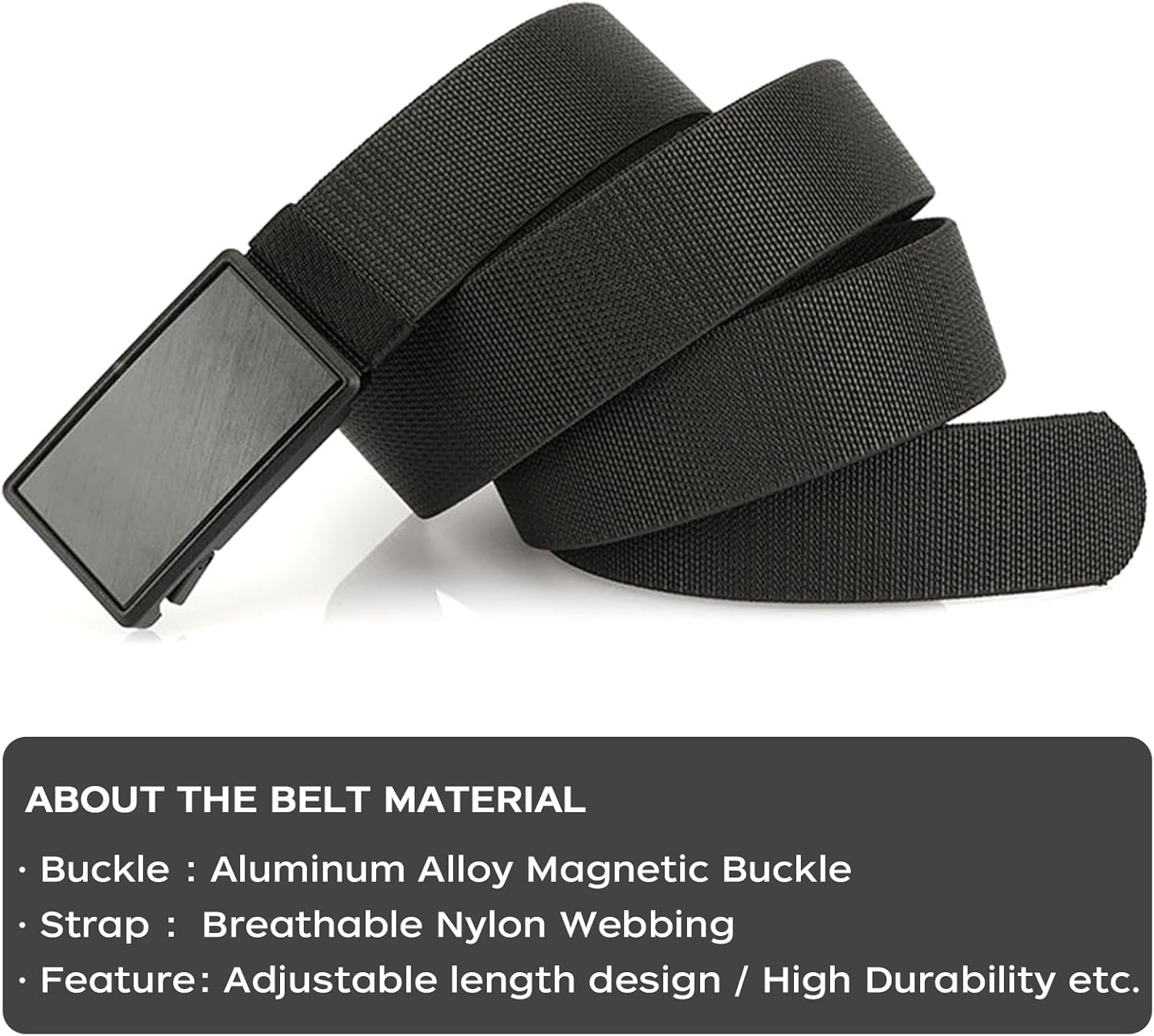 Mens Magnetic Belt 1.38" Wide Quick Release Metal Buckle Elastic Nylon Webbing Stretchable Golf Belts - Image 6