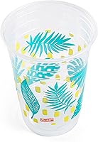 Vista 5 de Glad Vasos de plástico transparente para uso diario con estampado de hoja de palma, 18 onzas, 24 unidades, vasos de plástico transparente con hojas