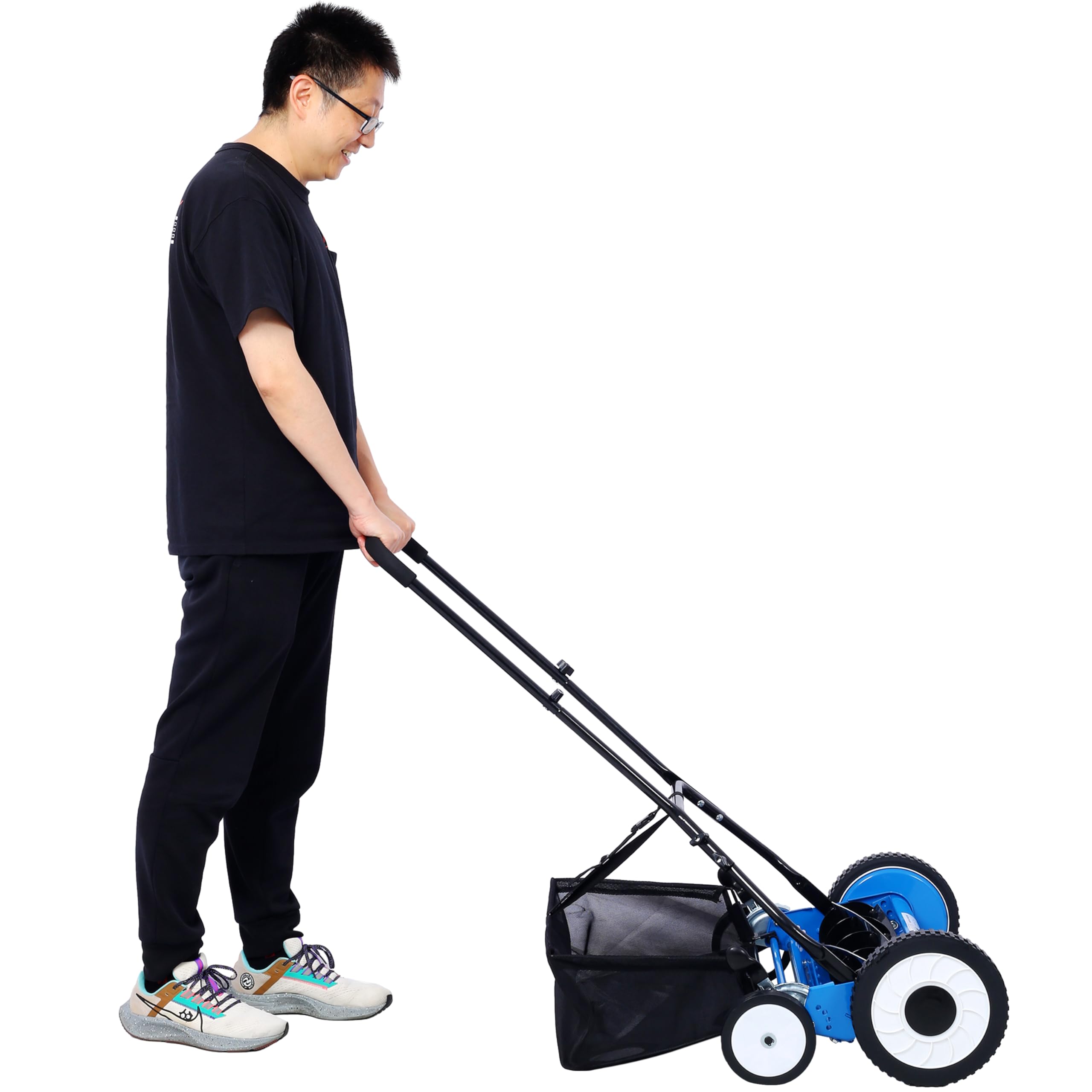 Reel Mower With Bag 16-Inch 5-Blade Push Reel Lawn Mower With