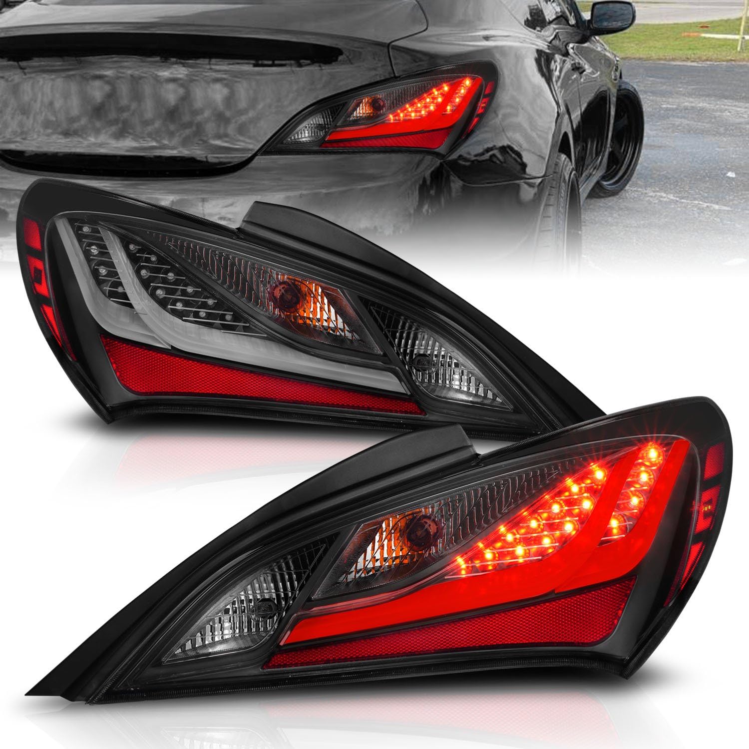 ANZO (321347) 10-13 Hyundai Genesis 2DR LED Taillights Smoke, Tail