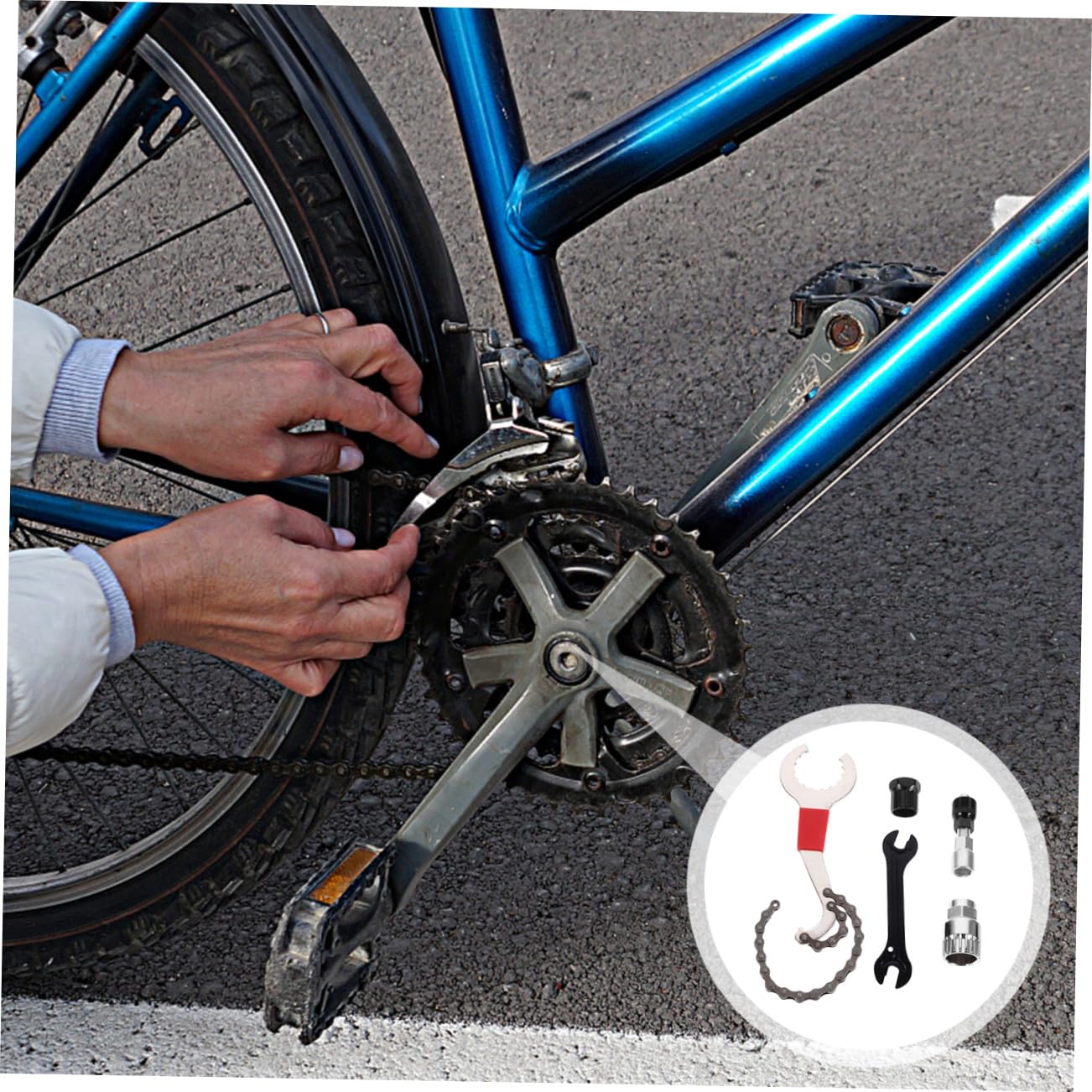 Set di Attrezzi per La Riparazione della Bici - Kit Completo con Estrattore per Pedivelle Estrattore per Guarnitura E Estrattore per Movimento Centrale per Mountain Bike