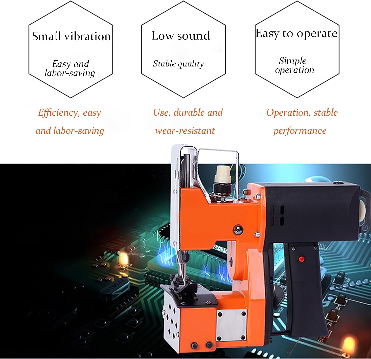 Bag Sewing Machine, Automatic Woven Bag Closer Machine, 2s/Bag Bag Closing Machine, Portable Bag Closer, for Packing Bags, Non-Woven, Leather