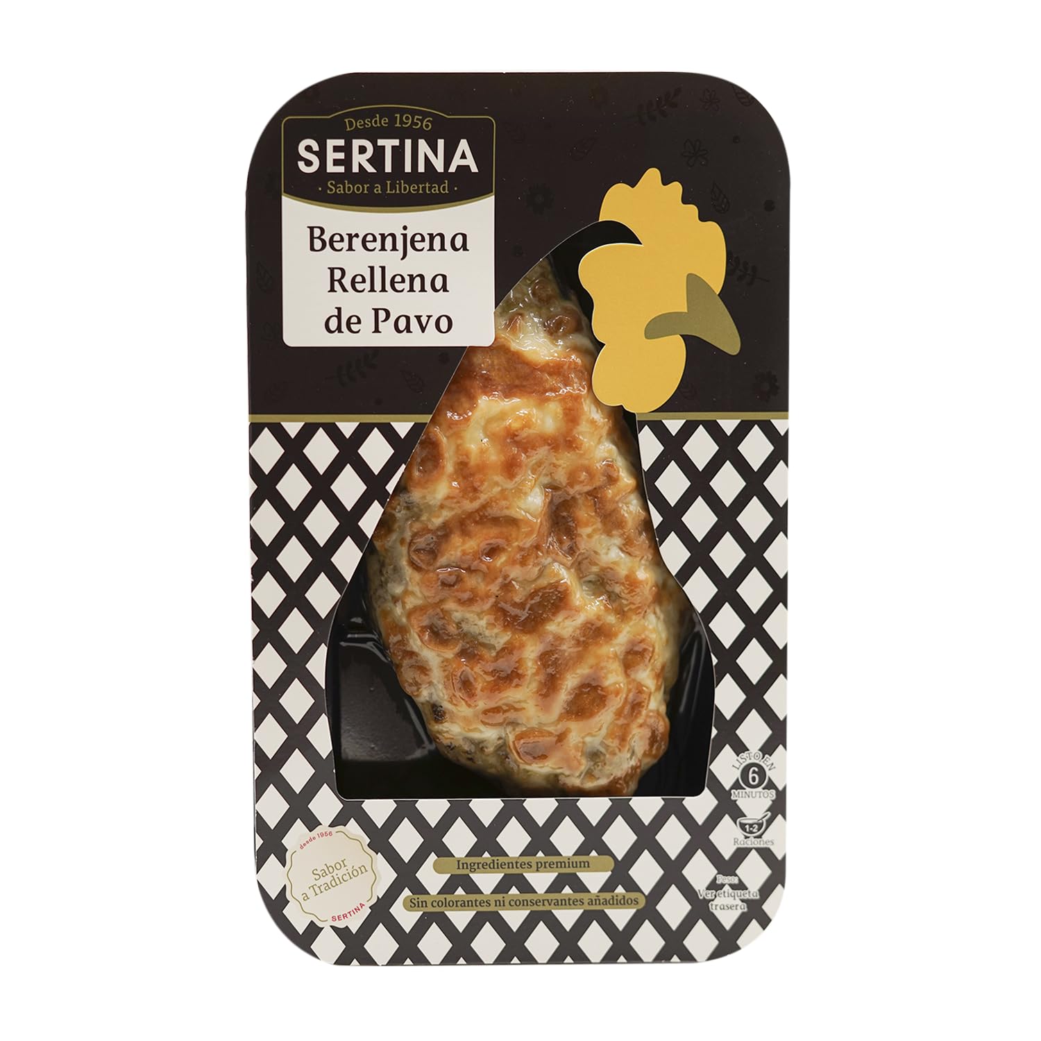 Sertina Berenjenas Rellenas con Carne de Pavo, Pack de 6 x 350g - Comida Gourmet Lista para Comer, Berenjenas, Pavo Picado, Mozzarella, Receta Tradicional, Ingredientes Naturales