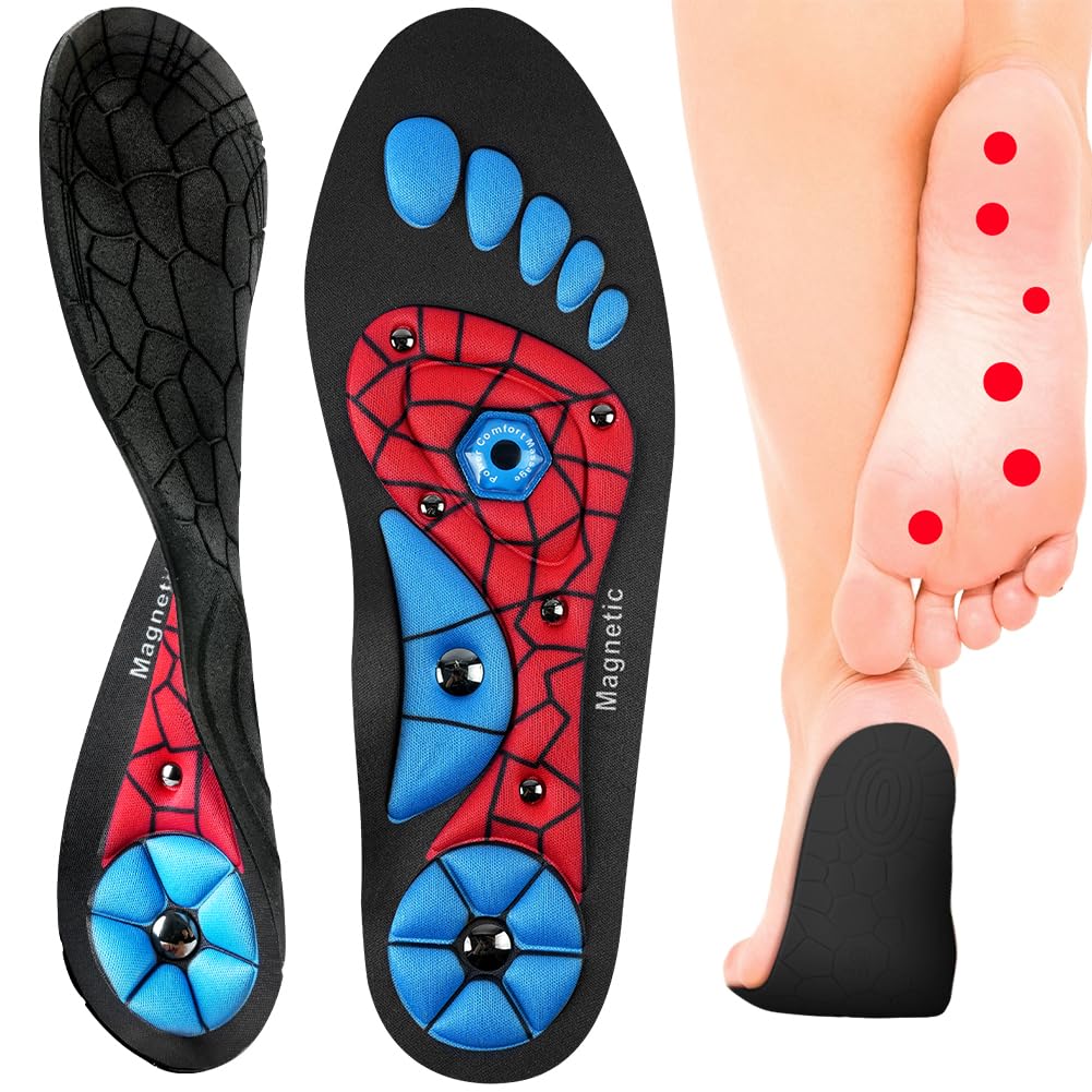 OSDUE Solette Magnetiche,Solette Gel Magnetiche Uomo e Donna,Massaggio Riflessologico per Sollievo Immediato dal Dolore,Piatto Solettes Scarpe Da Lavoro Per Alleviare La Fascite Plantare Solettes