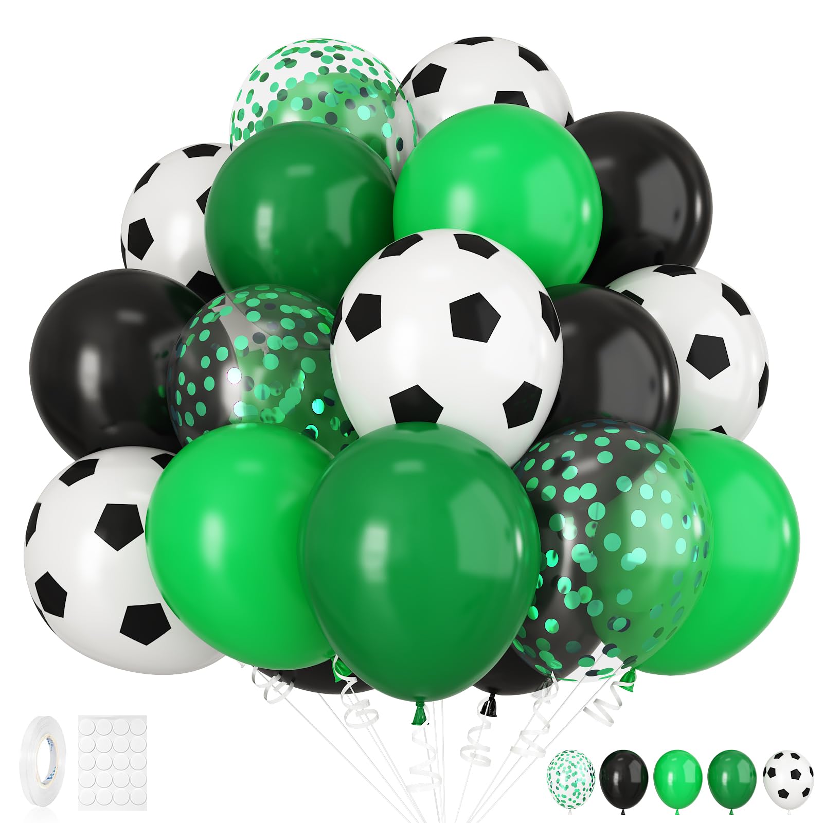 30pcs Soccer Balloon Green Black,Soccer Print Balloon 12 Inch Set,Football Party Birthday Decorations for Boys Kids Football Sport Theme Party