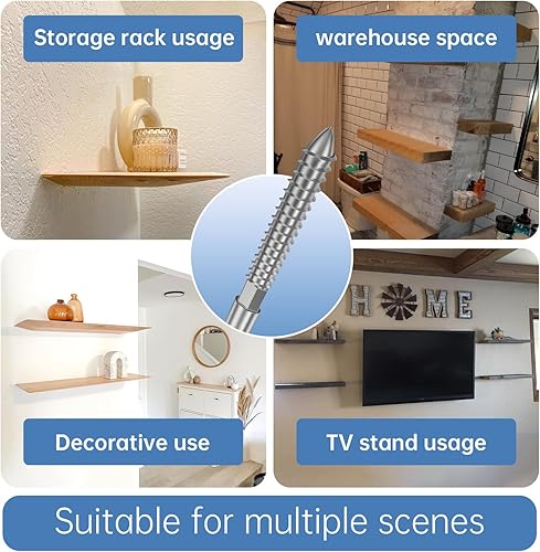 Miniatura 6 de -Soporte de soporte invisible para estante flotante (6 piezas) - Soportes ocultos plateados para estantes de madera flotantesSoportes de estantes