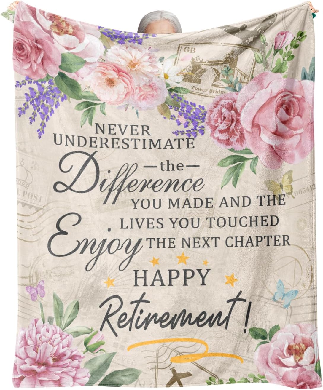 Retirement Gift for Woman, Retirement Blanket for Women/Men, Farewell Gifts for Coworkers, Going Away Goodbye Merch for Mom Grandma Throws Blankets 80"x60"