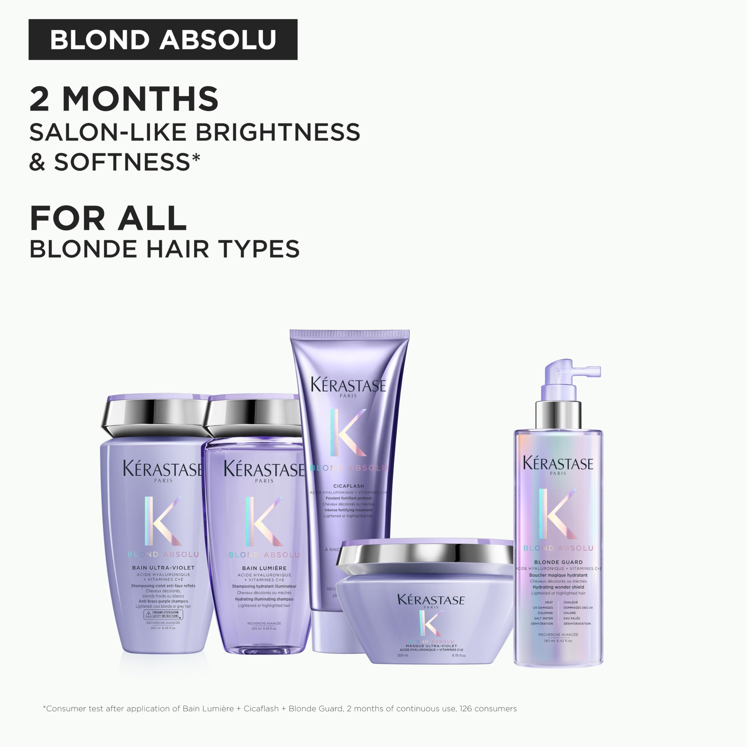 KERASTASE Blond Absolu - Soin Cheveux Leave In Blonde Guard - Bloque 99% des Agresseurs du Blond - Acide Hyaluronique & Vitamines C+E - Vegan - Cheveux Blonds Décolorés ou Méchés - 190 ml