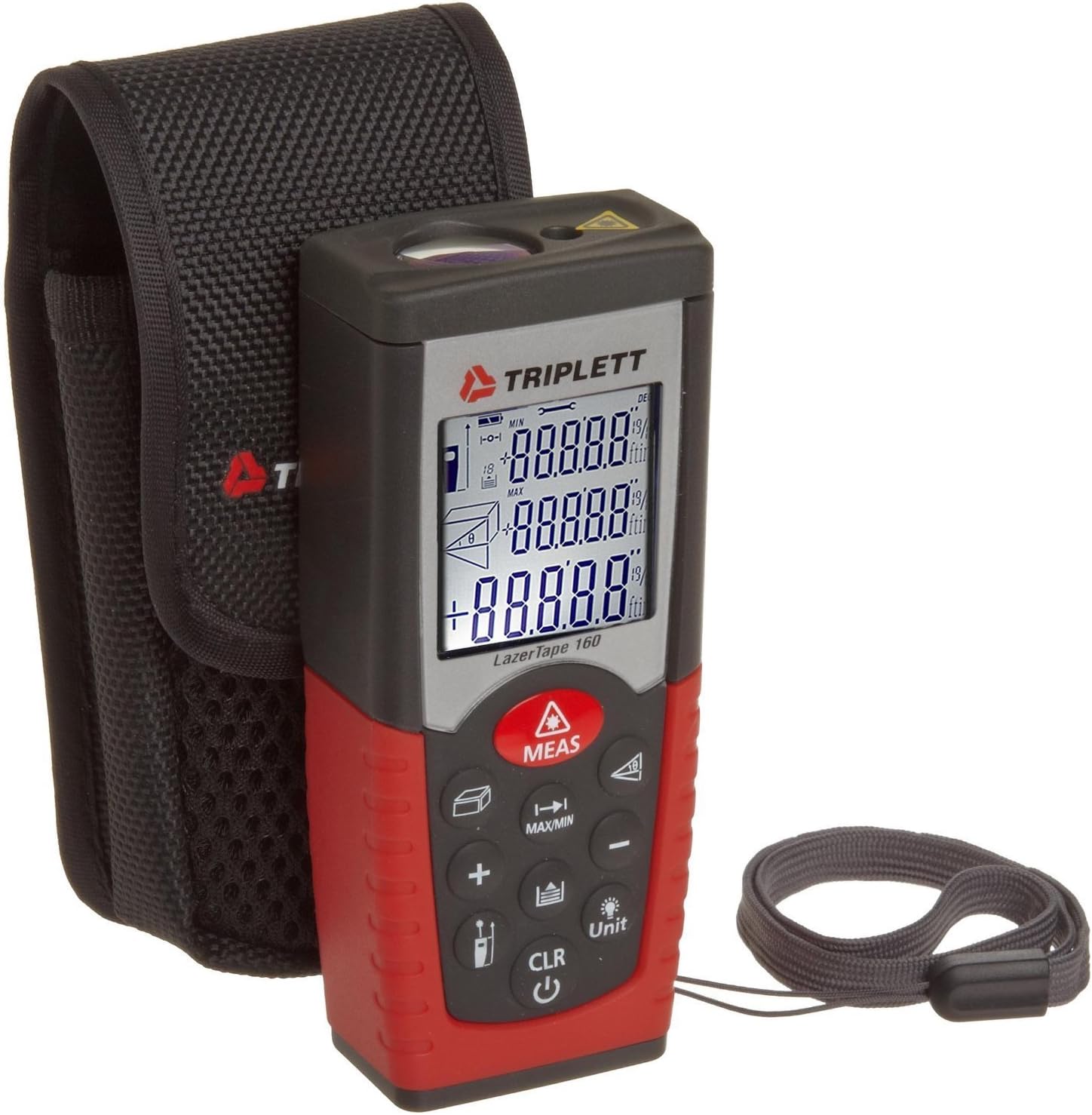 Triplett LazerTape TLT-160 Laser Distance Meter with Carrying Case, 2-inch - 160-feet