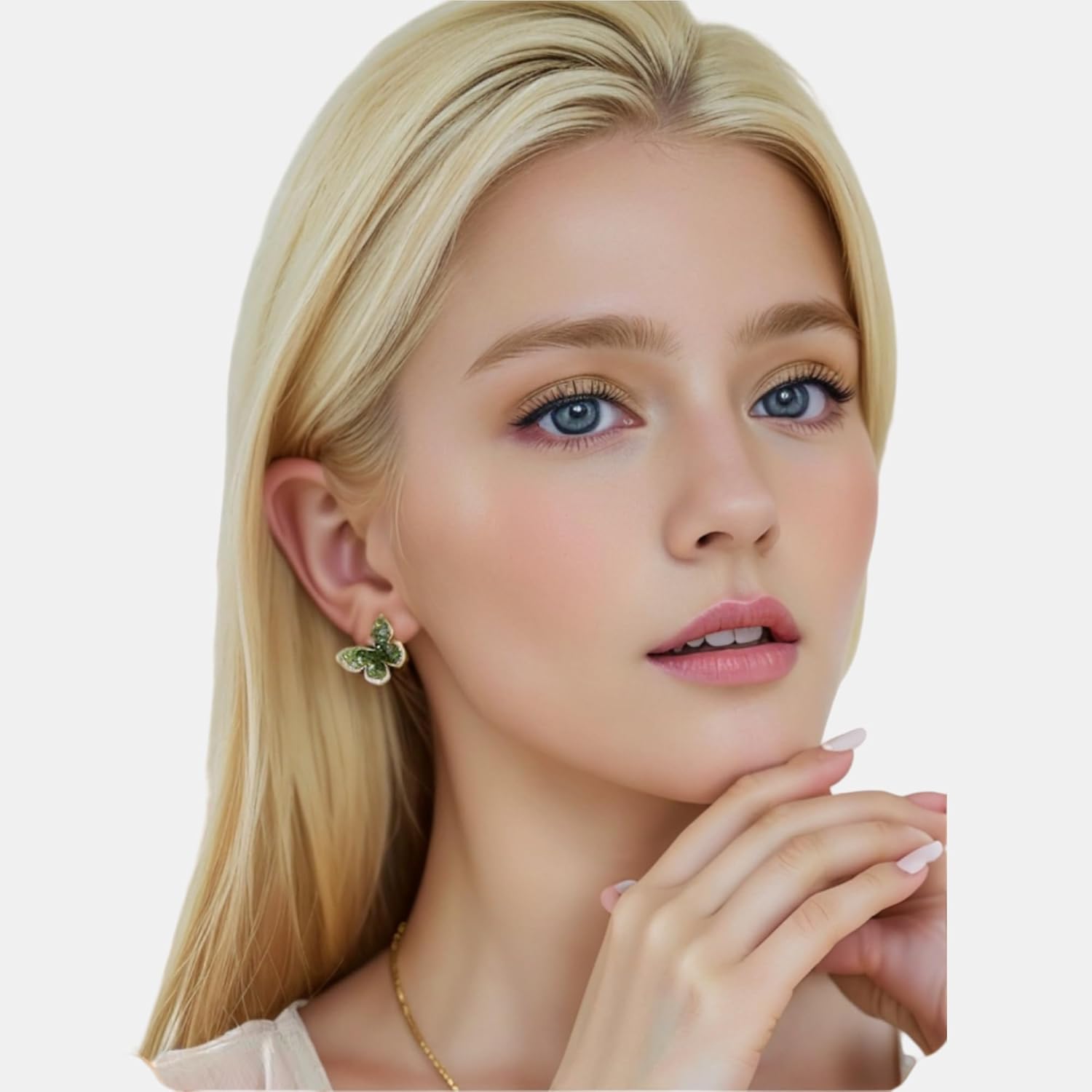 Dreamy Green Gradient Crystal Butterfly Studs Earrings Dainty Cute Hypoallergenic Animal Ear Studs Sparkling and Graceful Women's Jewelry - Image 3
