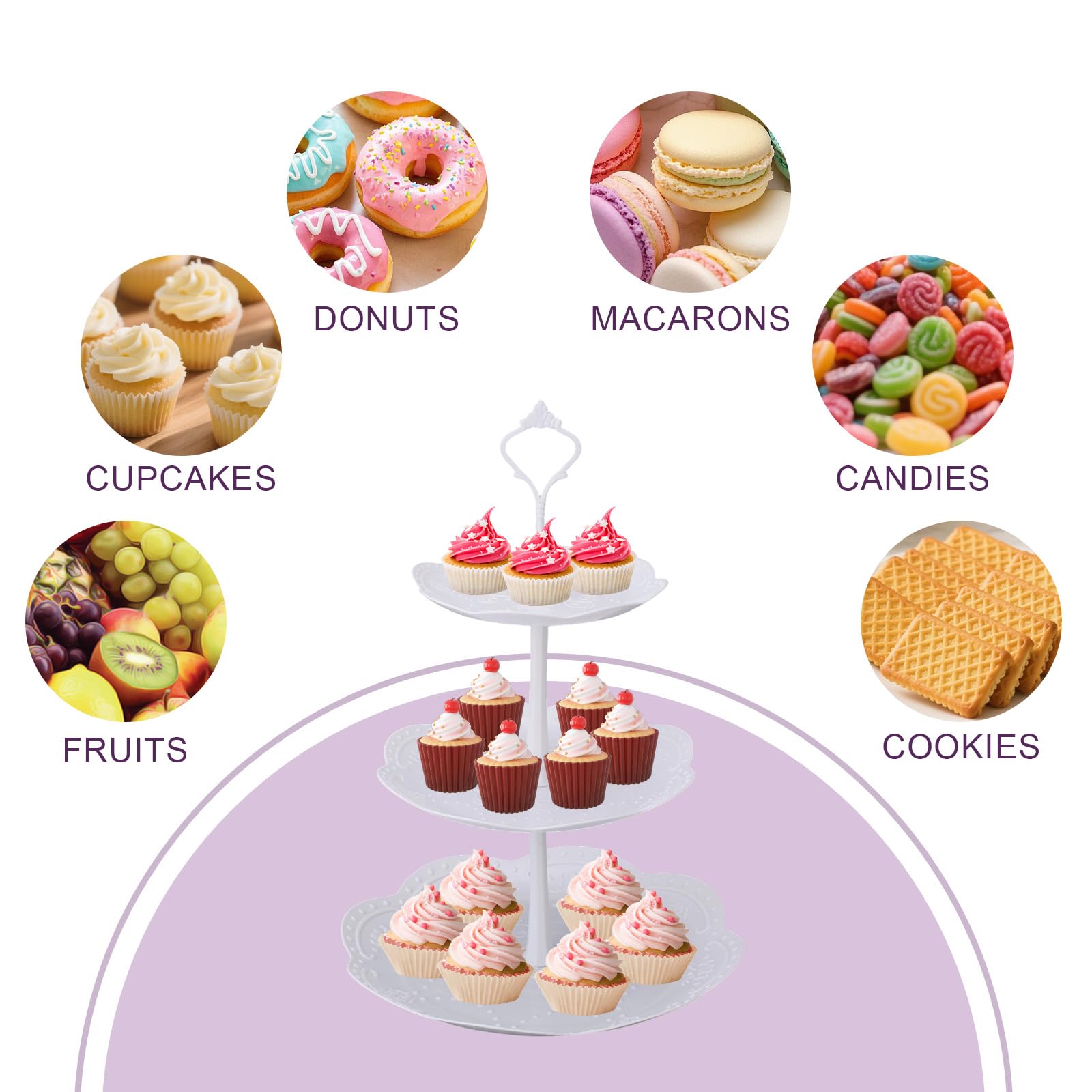 Juego De 10 Expositores Postres Blancos: 4 Soportes 3 Niveles Para Cupcakes + 6 Bandejas - Ideal Para Bodas, Cumpleaños Y Baby Shower