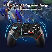Vista 2 de Controlador inalámbrico Pro compatible con interruptor mando a distancia YCCTEAM Gamepad Pro con eje giroscópico Turbo y doble choque ajustable