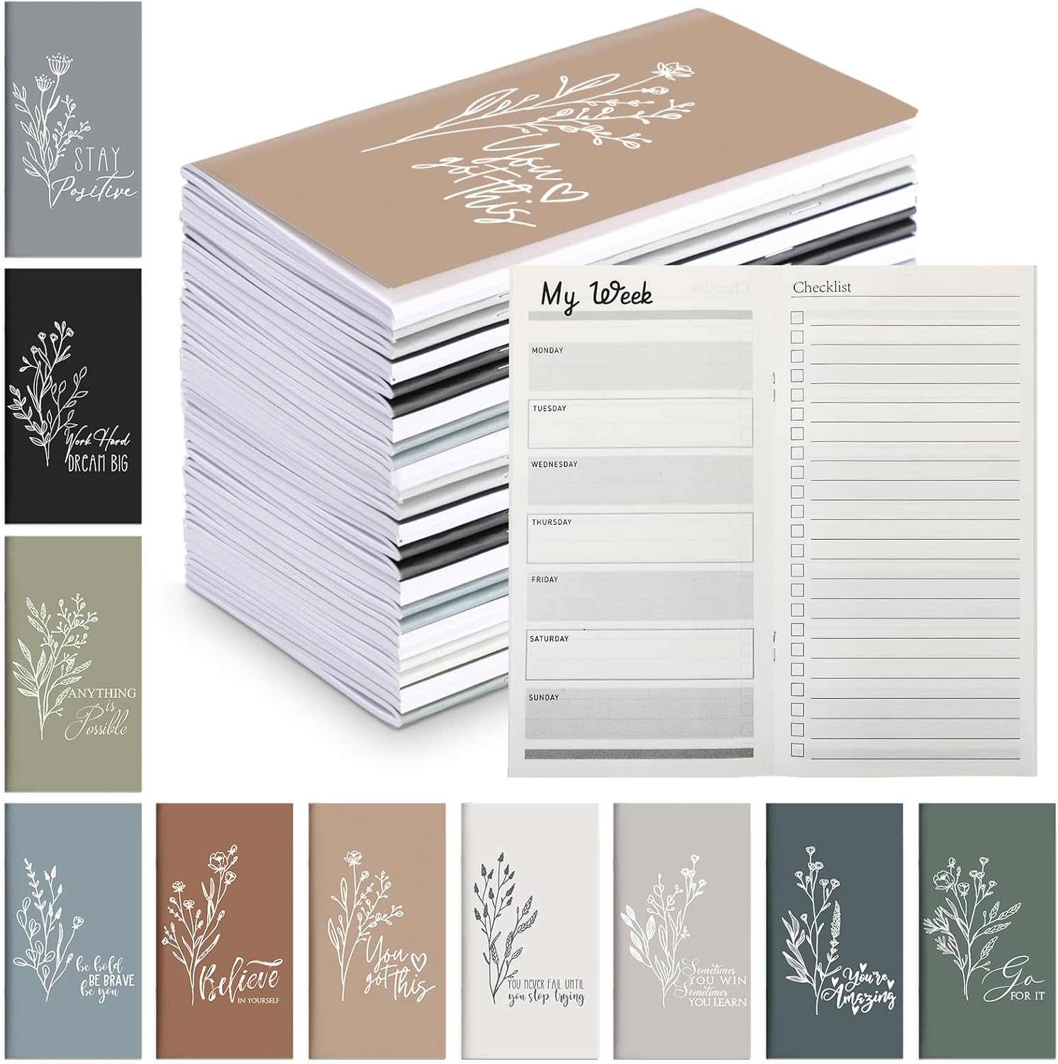 Qilery 30 Pcs Employee Appreciation Thank You Gifts Pocket Planners Bulk 2026-2027 Tracker Daily Weekly Habit Journal to Do List Notepads for Team Manager Nurse(Aesthetic Optimistic)