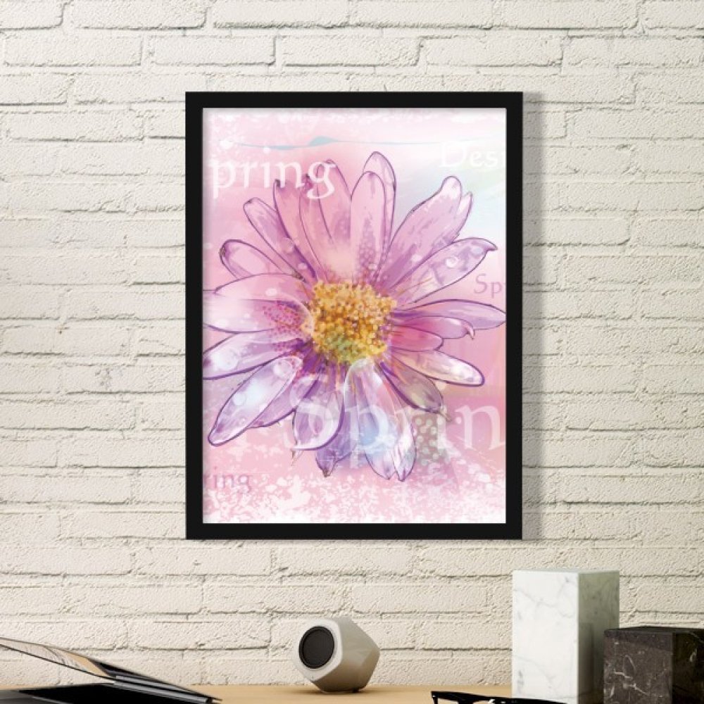 Chrysanthème fleur plante art peinture cadre photo rectangle en bois noir accueil décorations