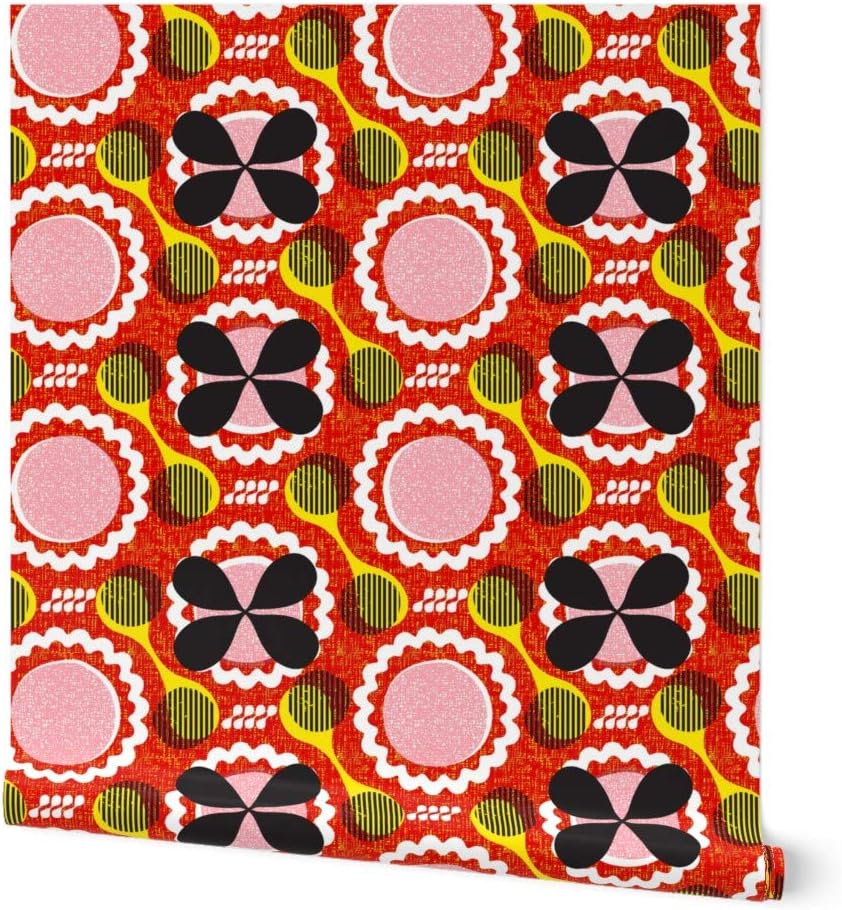 Peel & Stick Wallpaper 3ft x 2ft - Africa Inspired Print Dots Art Afrocentric Colorful Graphic Bold Boho Modern Custom Removable Wallpaper by Spoonflower
