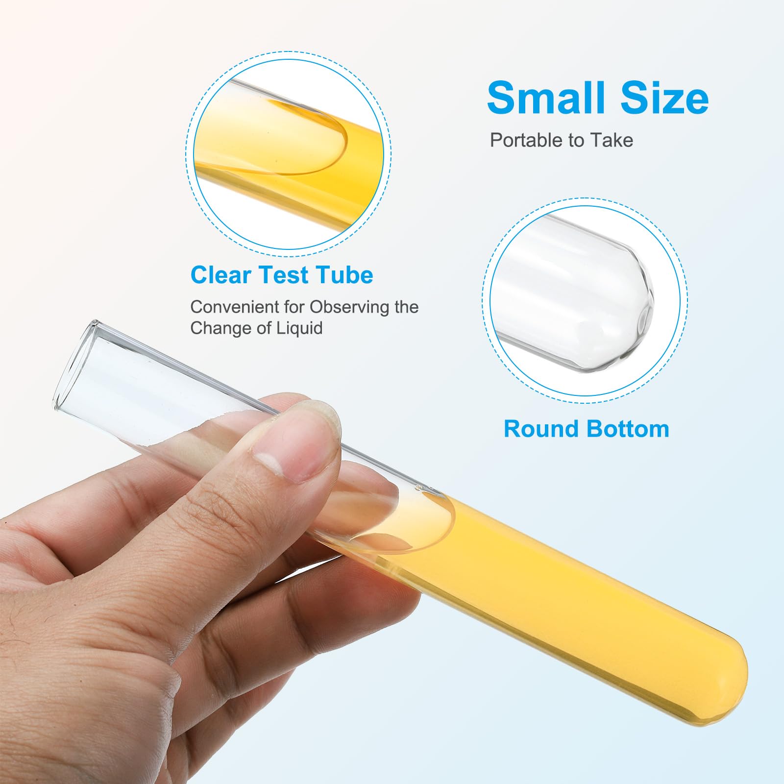 PATIKIL Tubos de Ensayo de 20 ml, 50 Unidades Tubos de Ensayo Redondos de Vidrio Transparente de 5.91x0.79 Pulgadas con Fondo para Almacenamiento de Cuentas, Dulces