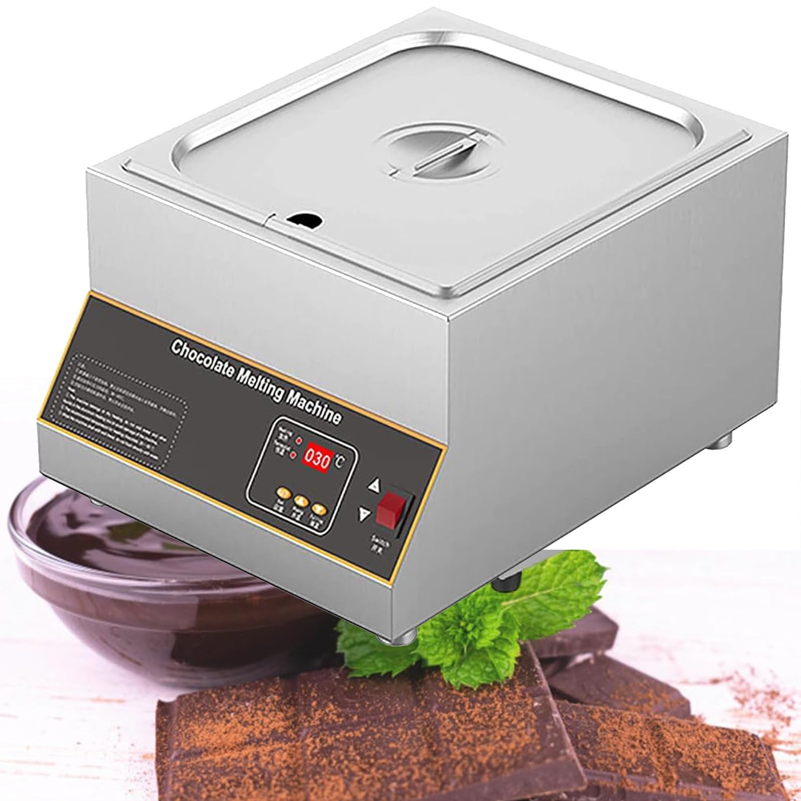 JJENXYYDS Chocolate Melting Device,Chocolate Melting Pot,Digital Display Commercial Hot Chocolate Cream Machine,0?~95? Chocolate Melter,for Chocolate Cheese Fondue Chocolate,1Tank