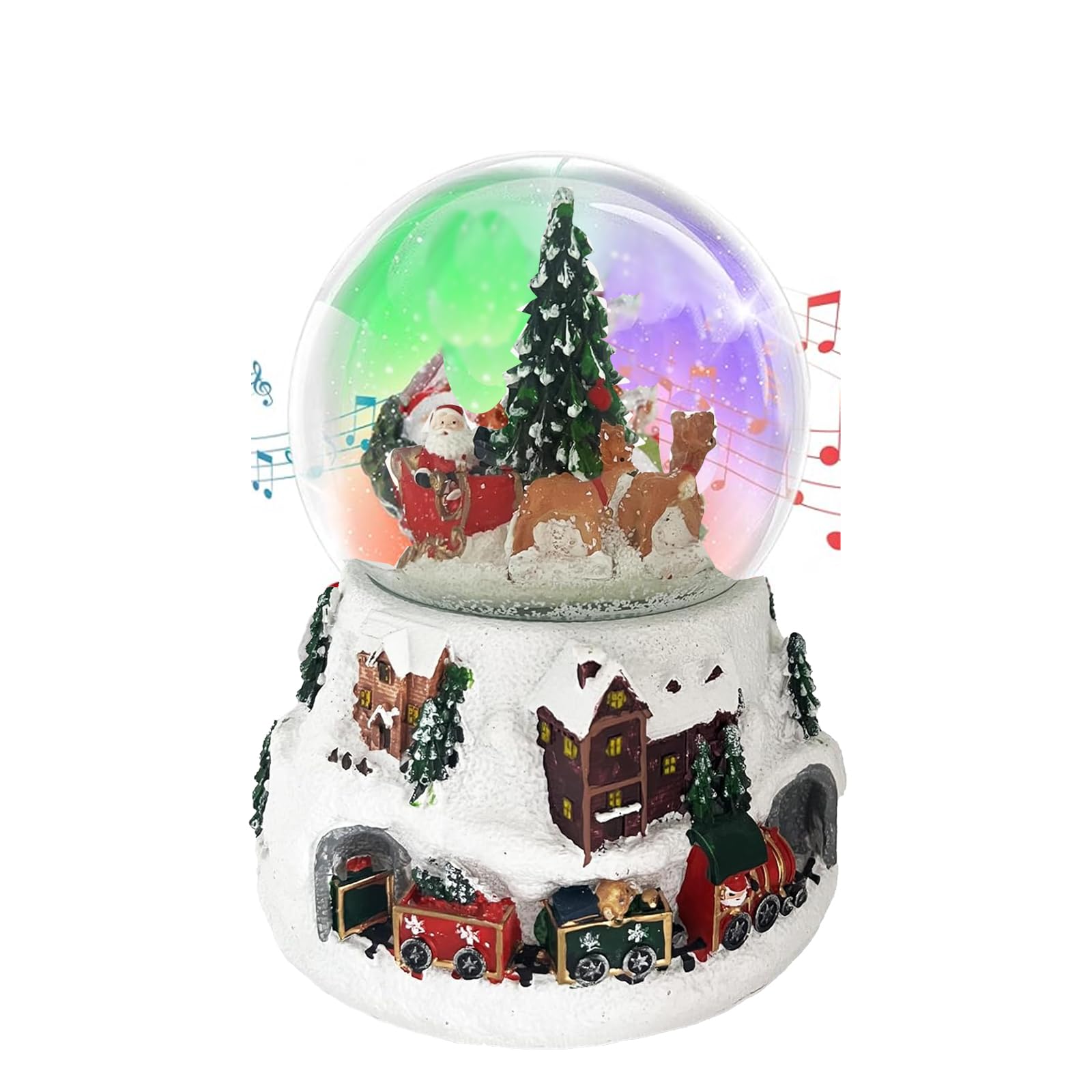 Christmas Snow Globe, 100mm Large Snow Globe,Lighted Musical Santa Claus Reindeer Snow Globe, Snow Globes Christmas,Santa Snow Globe, Snowing Water Globe, Christmas Snowflake Snow Globe.