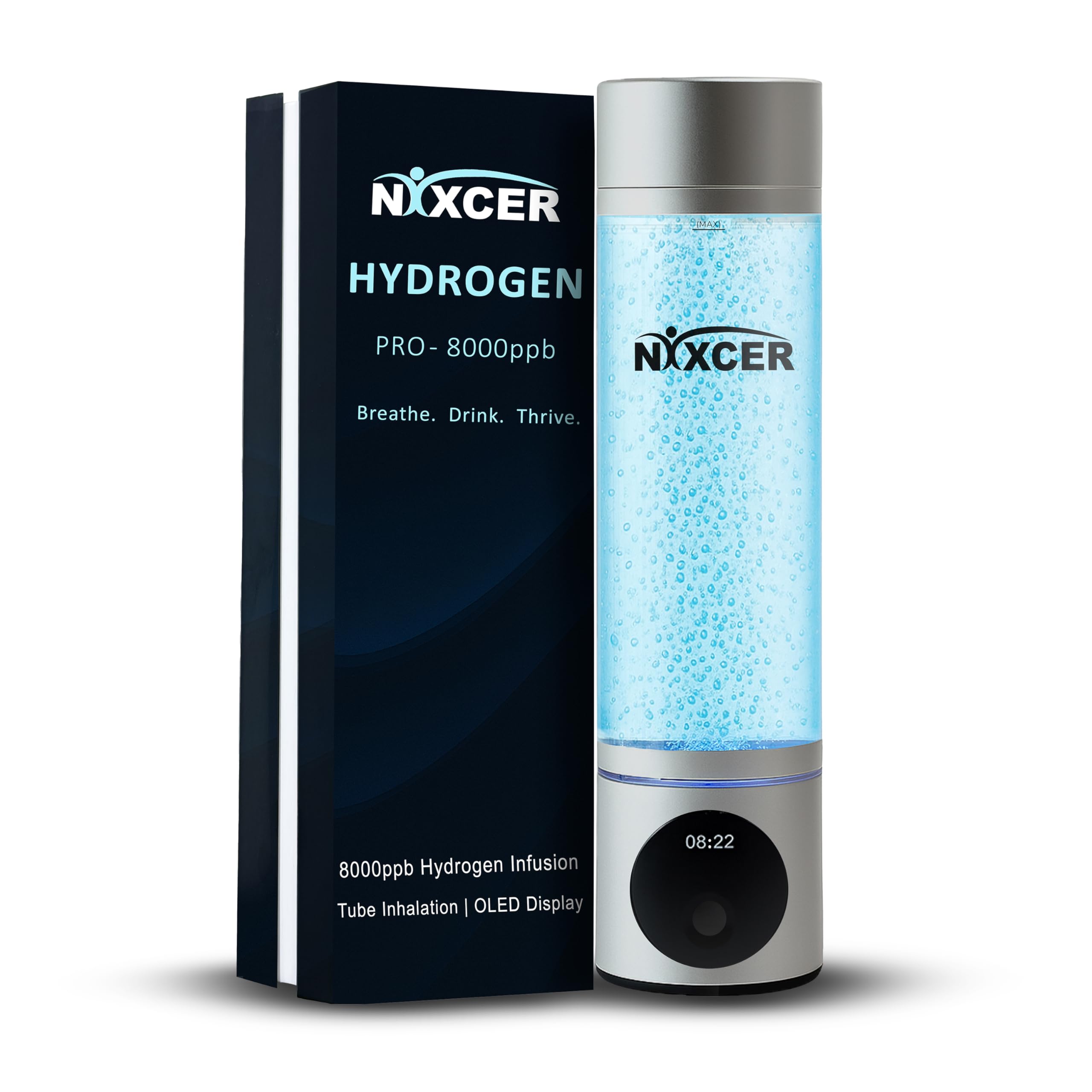 その他 HYDROGEN-fun Nixcer Hydrogen Pro Water Bottle – 8000PPB H2, SPE/PEM, OLED