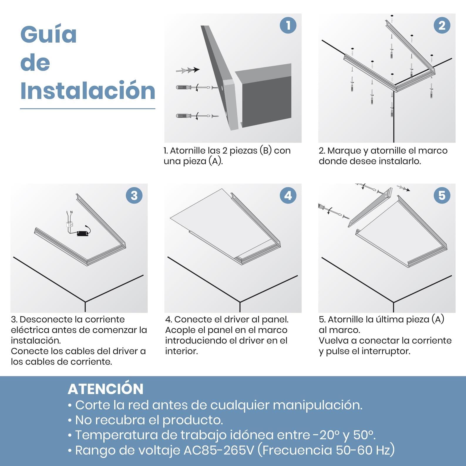 Kit LED ATOMANT Pose en Saillie 120x30cm 48W CCT 5000 Lumens