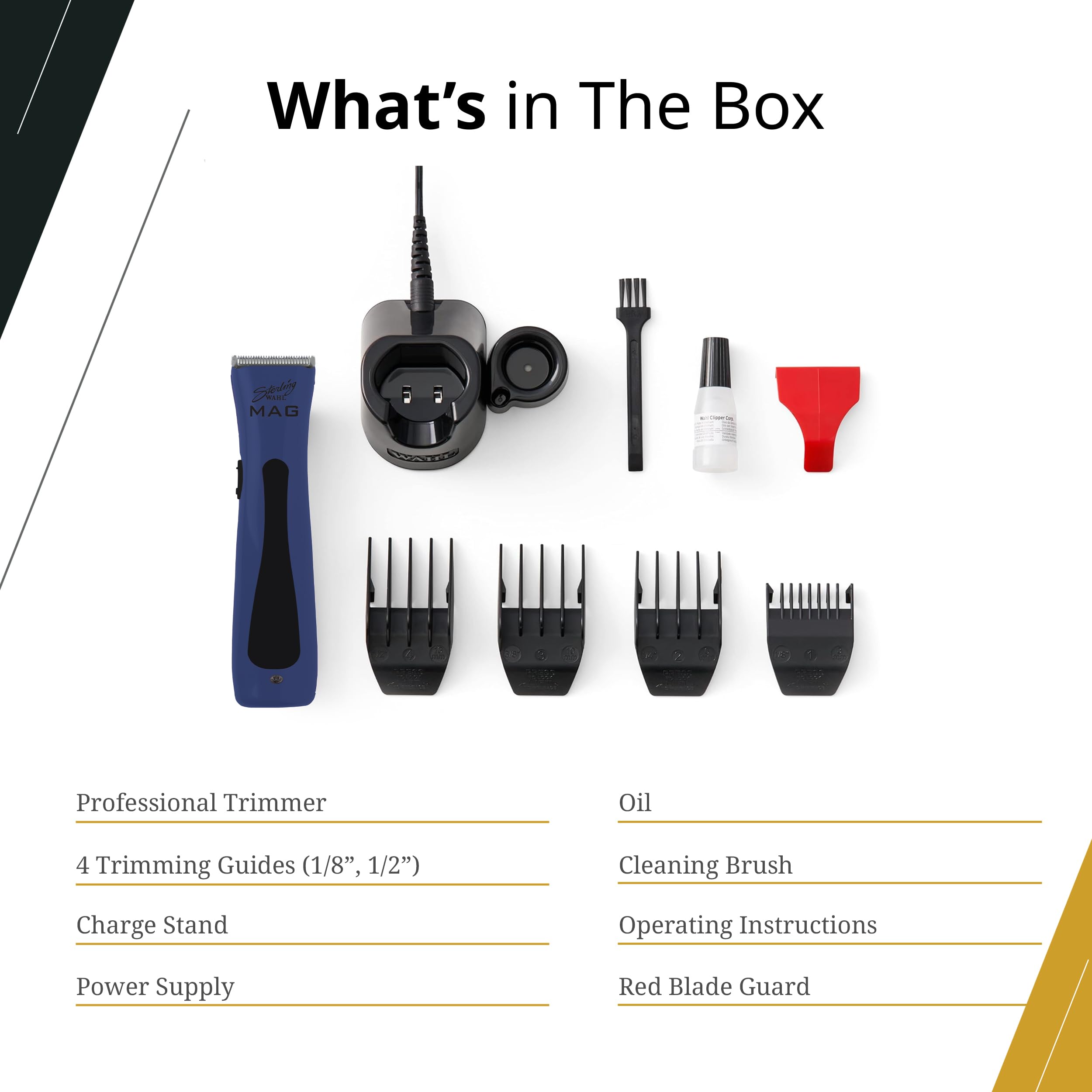 Wahl Professional Sterling Mag Cordless Trimmer, Lithium Ion, Quick-Detach Blade, 120 Minute Run Time, Includes Charging Stand