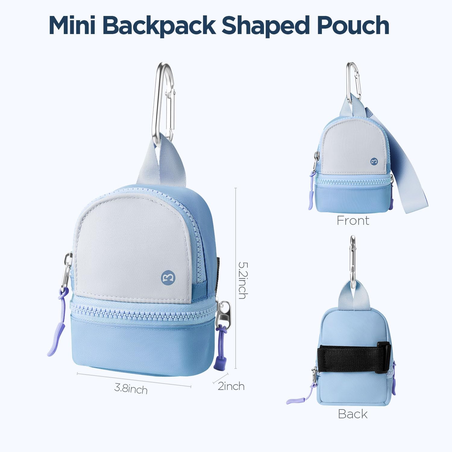 Babysun Mini Backpack Keychain Wristlet Pouch Small Change Coin Purse Cute Zipper Wallet With 3 RFID Card Slots For Women/Men Airpods Cosmetics - Image 2
