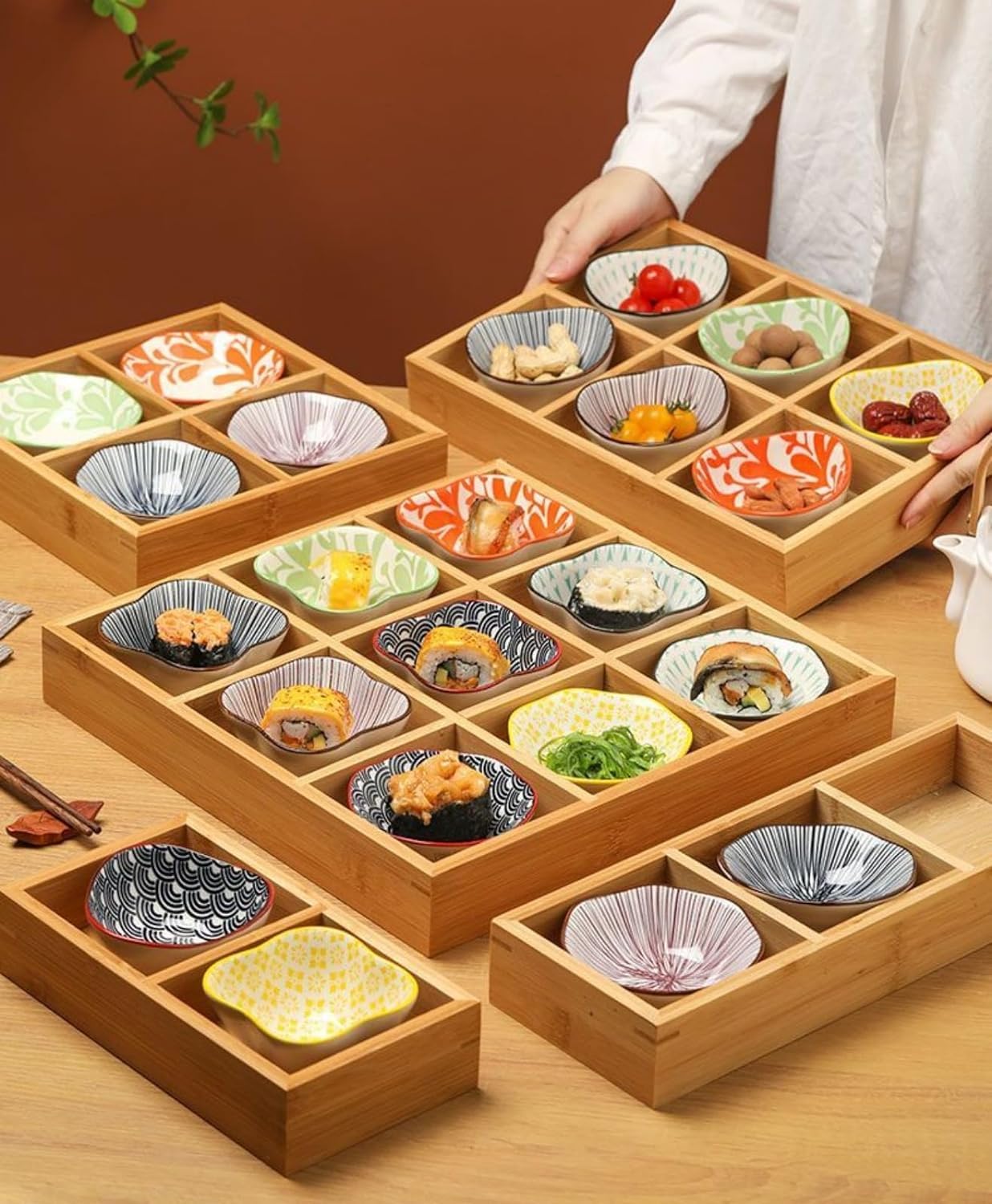 Amazon | GuDeGuDe(売店) 豆皿 小皿 セット 仕切りトレー 竹製 トレイ