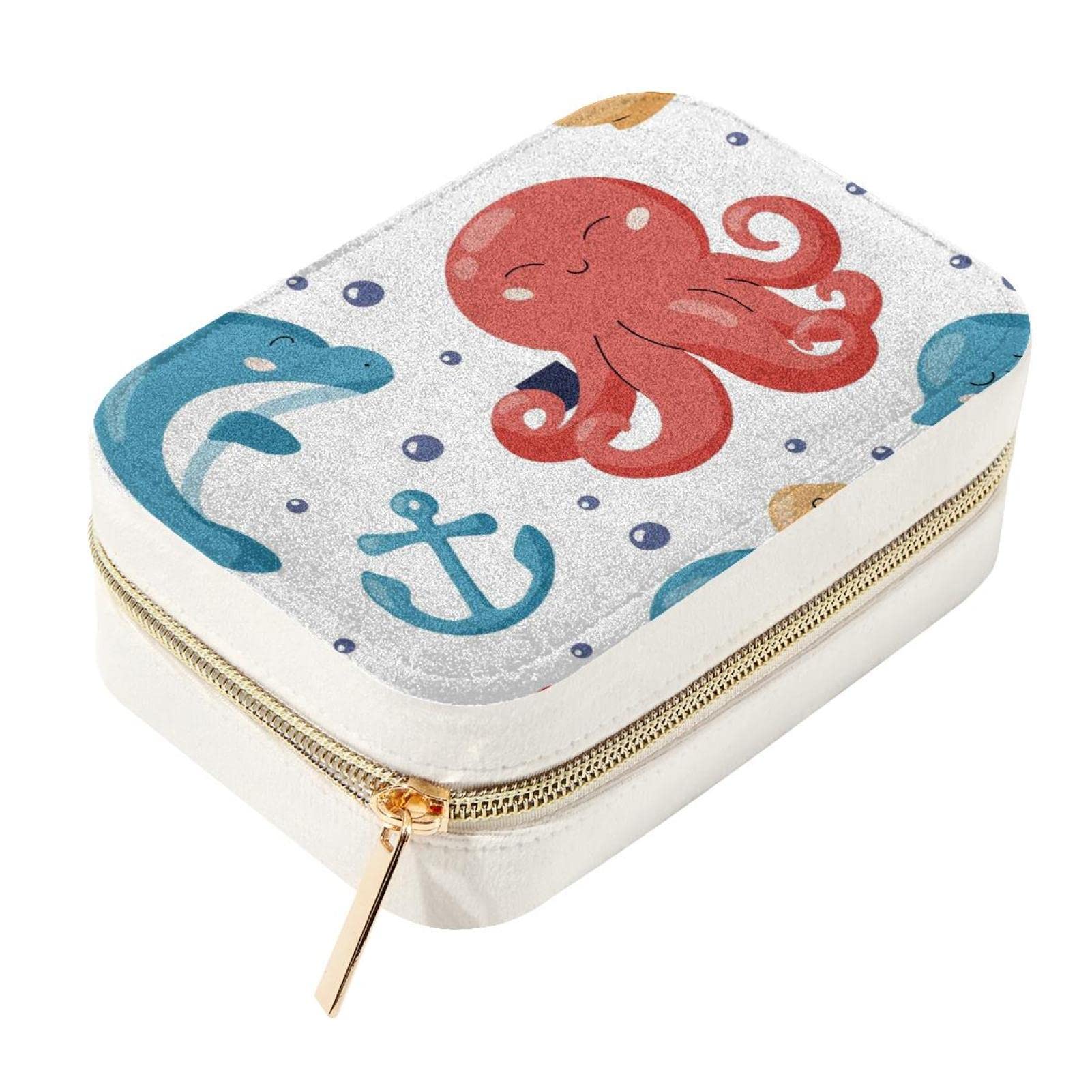 Boîte de rangement en velours pour bijoux avec fermeture éclair robuste de 15,5 cm