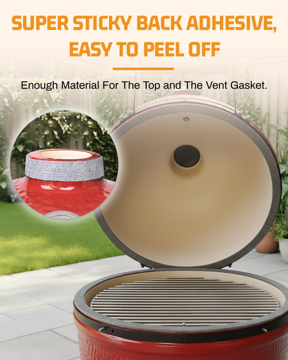 High Temp Gasket Fit for Kamado Grill Joe Classic,Self Stick Felt for Kamado Big Joe Grill Accessories BBQ Smoker Gasket Felts Adhesive Pre-Shrunk High Temp Seal for KJ