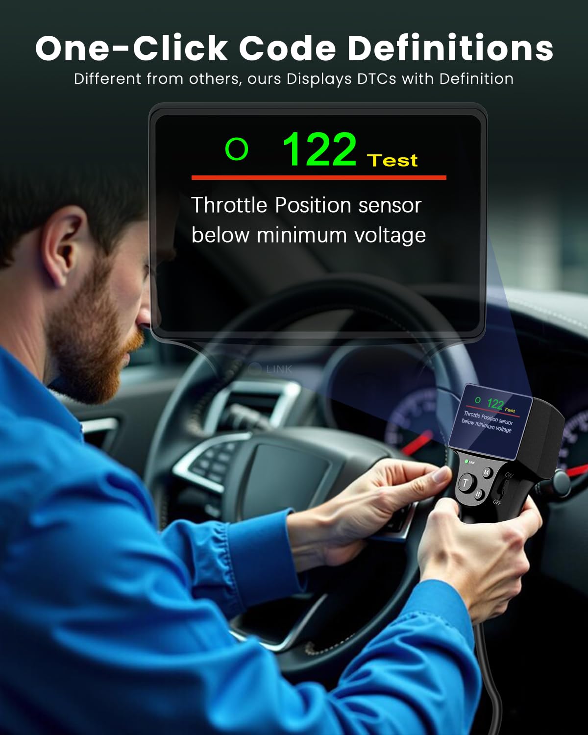 JOPLAY OBD1 Scanner für Ford, 2 in 1 Digitaler Codeleser mit eingebauten verstärkten Pins und 9 Fuß Kabel OBD 1 Scan-Werkzeug für Ford, Lincoln, Mercury von 1981-1995, einfach für alle