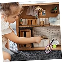 Vista 6 de Garneck Juego de 2 raquetas de tenis en miniatura y pelota de plástico, mini raqueta de tenis en miniatura, equipo deportivo para decoración