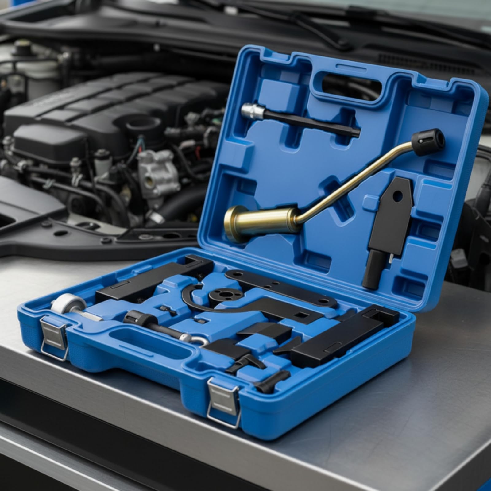 Qianly Kit Messa di Sincronizzazione con Estrattore Iniettori Durevole Attrezzi Messa di Sincronizzazione Motori Alta Durezza Utensili per Autofficine