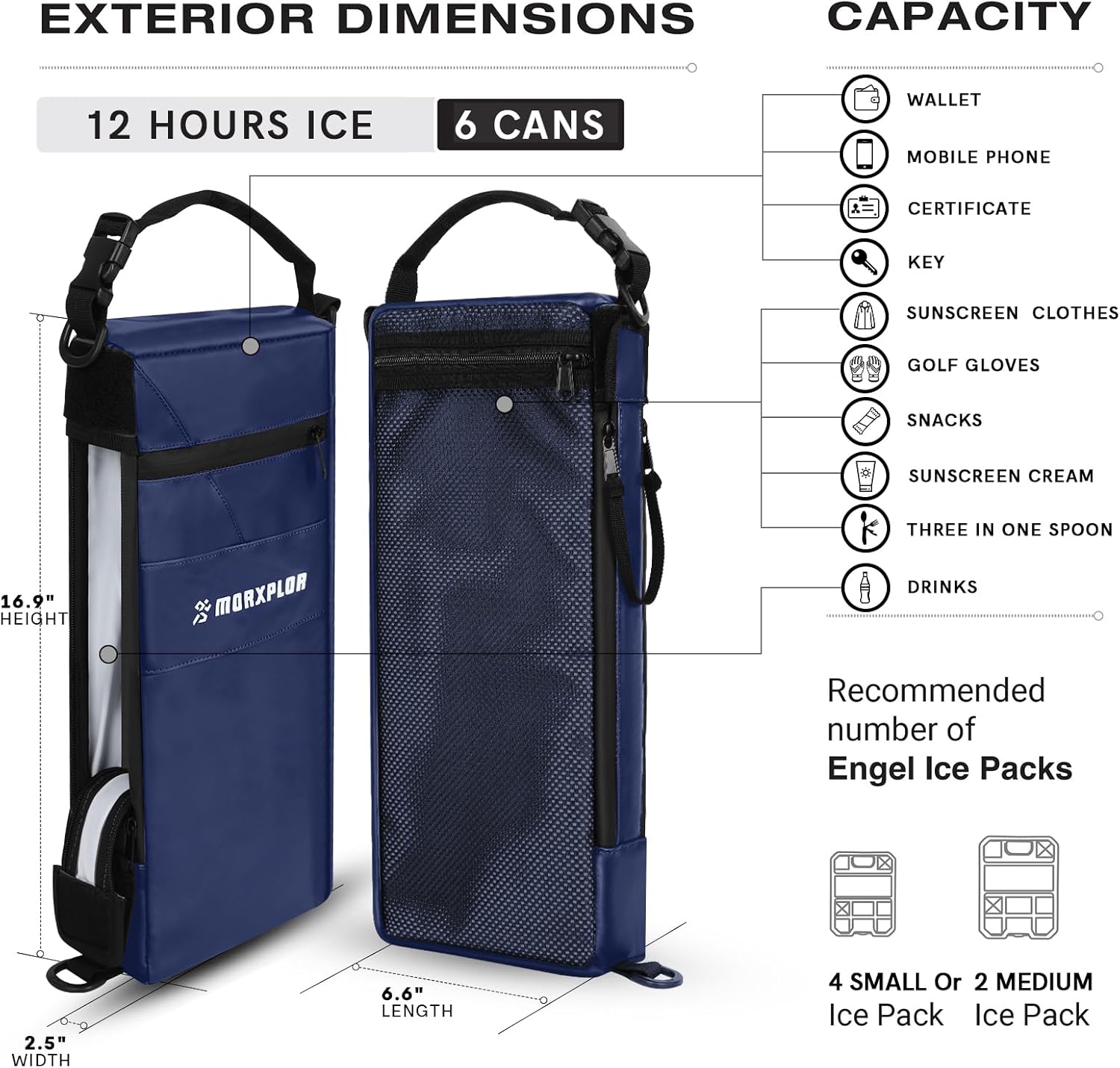 MORXPLOR Golf Cooler Bag - 6 Can Insulated Beer Sleeve Soft Cooler,Golf Cart Accessories,Golf Club Bag Accessories