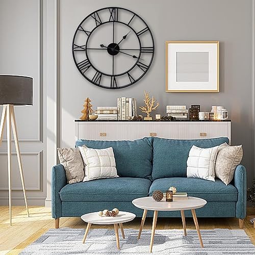 Miniatura 2 de Relojes de pared grandes sin tictac, silenciosos, de 30 pulgadas, funciona con pilas, de gran tamaño, de metal, números romanos redondos, relojes de