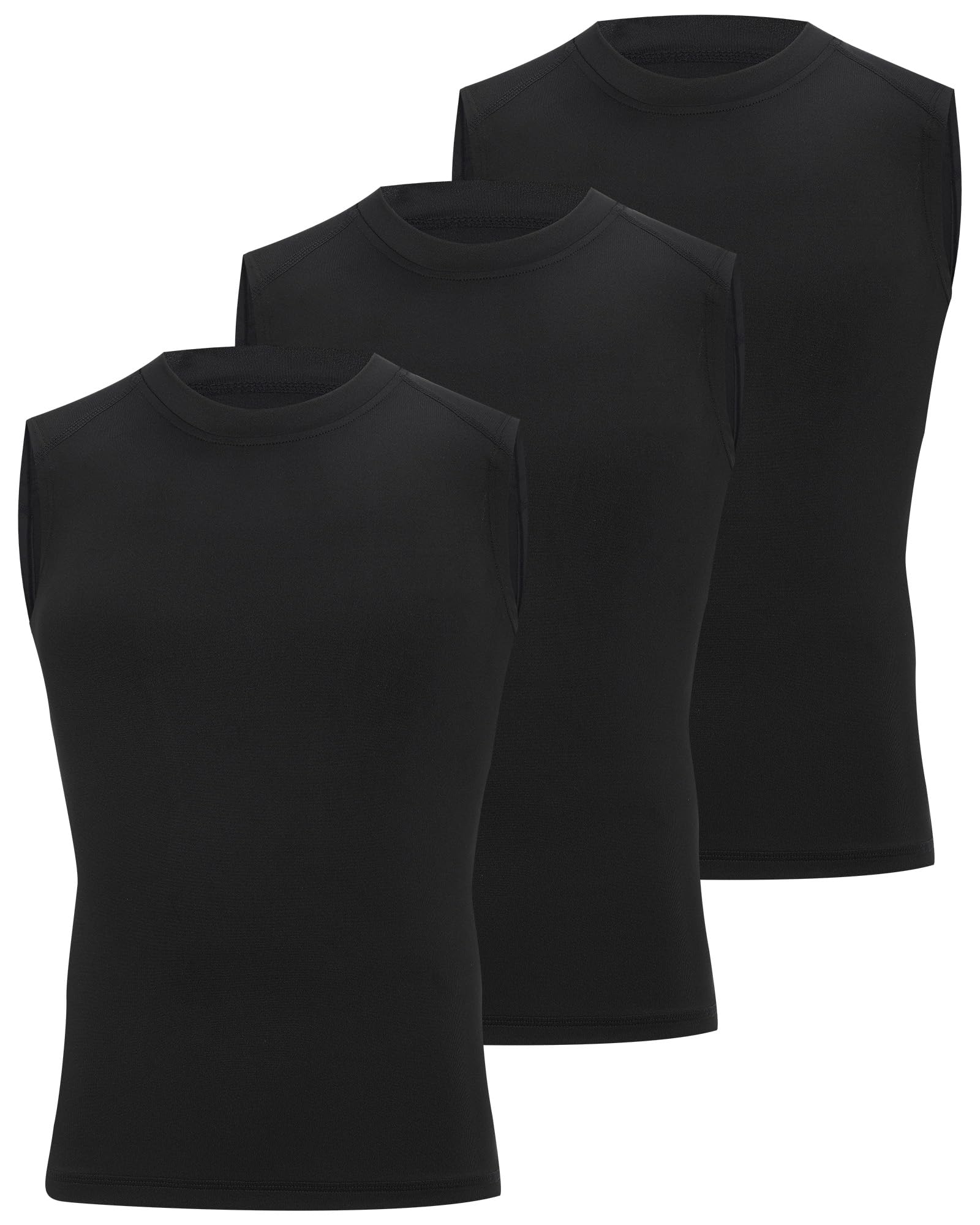 Poekuao Boys Sleeveless Compression Shirt Kids Athletic Tank Tops Youth Quick Dry Workout Undershirt for Football