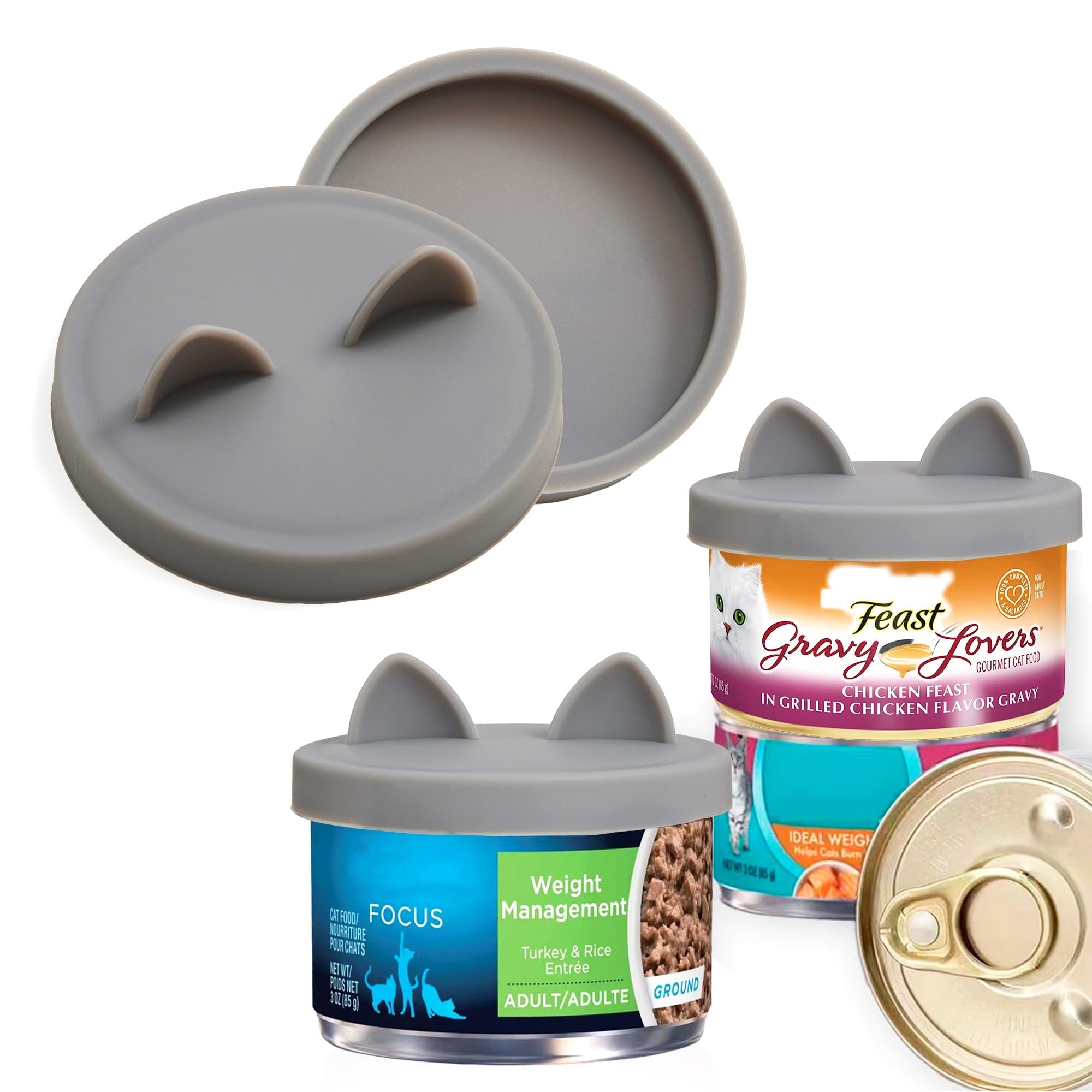 OHMO Dosendeckel Katzenfutter, Silikon Deckel für Dosen für Tierfutter(70-85g), BPA-frei, Gray, 2er-Set