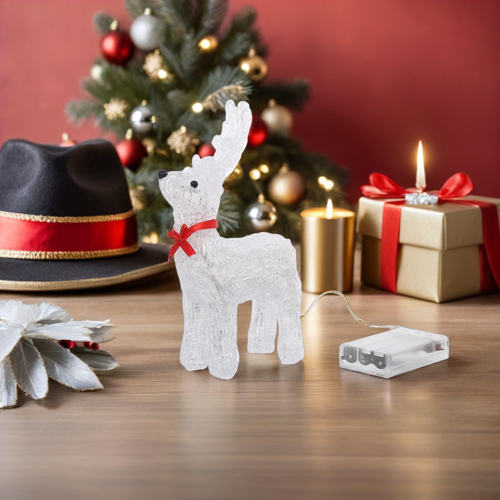 TOYANDONA Leuchtendes Rentier für Fensterdeko Weihnachten Kleine Rentierfigur Led-Beleuchtung als Weihnachtsschmuck für Innen und Außenbereich
