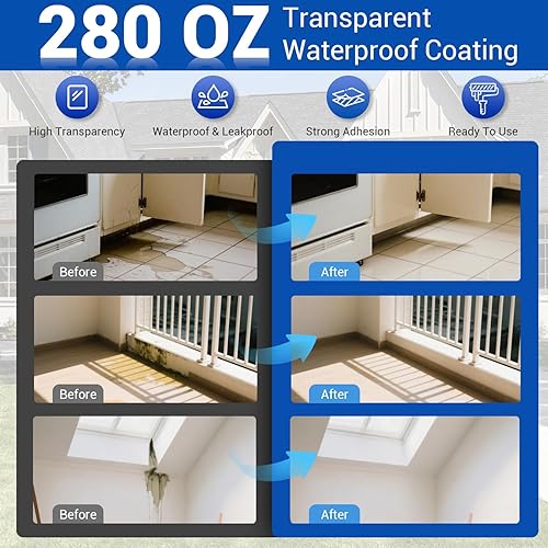 Miniatura 2 de Xmntdo Sellador de revestimiento impermeable transparente de 280 onzas (17.6 lbs), agente invisible impermeable antifugas, sellador líquido a prueba