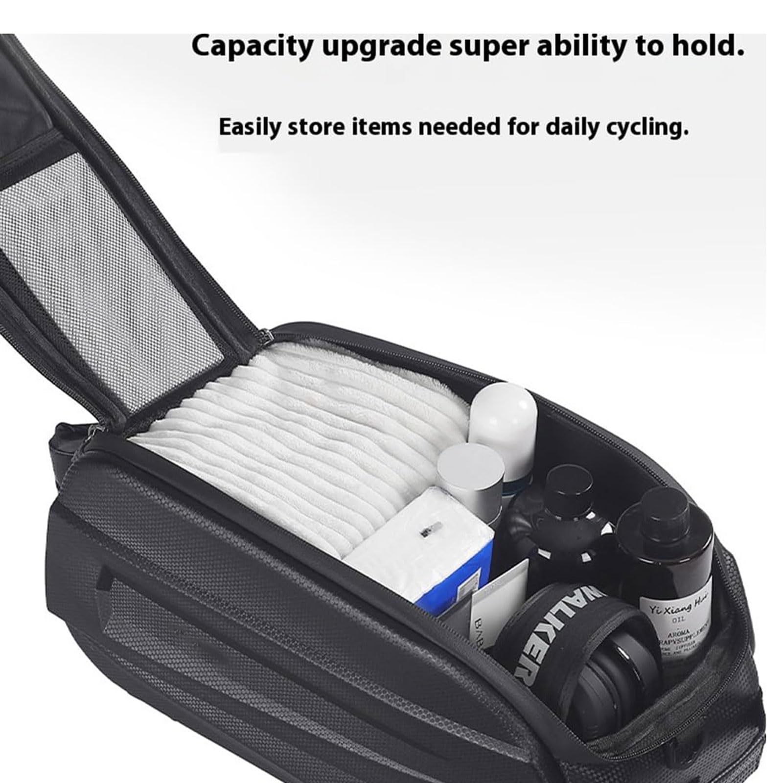 Bolsa para alforja de bicicleta 10L Impermeable Bolsa portaequipajes bicicleta Gran Capacidad con Rayas Reflectantes 3 en 1 Multifuncional Bolsa Asiento Trasero para Lluvia Ciclismo Viajes Camping