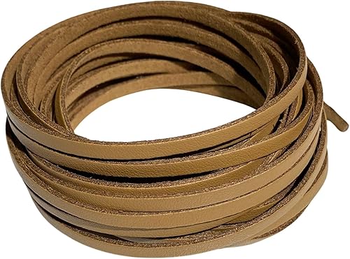 Miniatura 7 de Cordón de cuero plano de 0.157 pulgadas, 5+ yardas (16.4 ft), cuerda trenzada para fabricación de joyas, cordones de cuero para zapatos, arte y