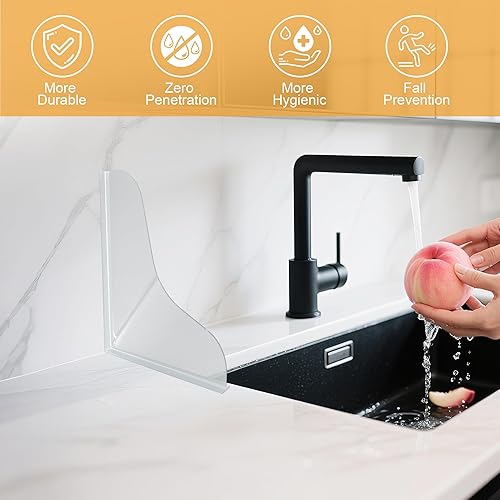 Miniatura 3 de Mofason Protector de salpicaduras de ducha de silicona, protector transparente para salpicaduras de esquina de bañera, protector de agua de ducha de