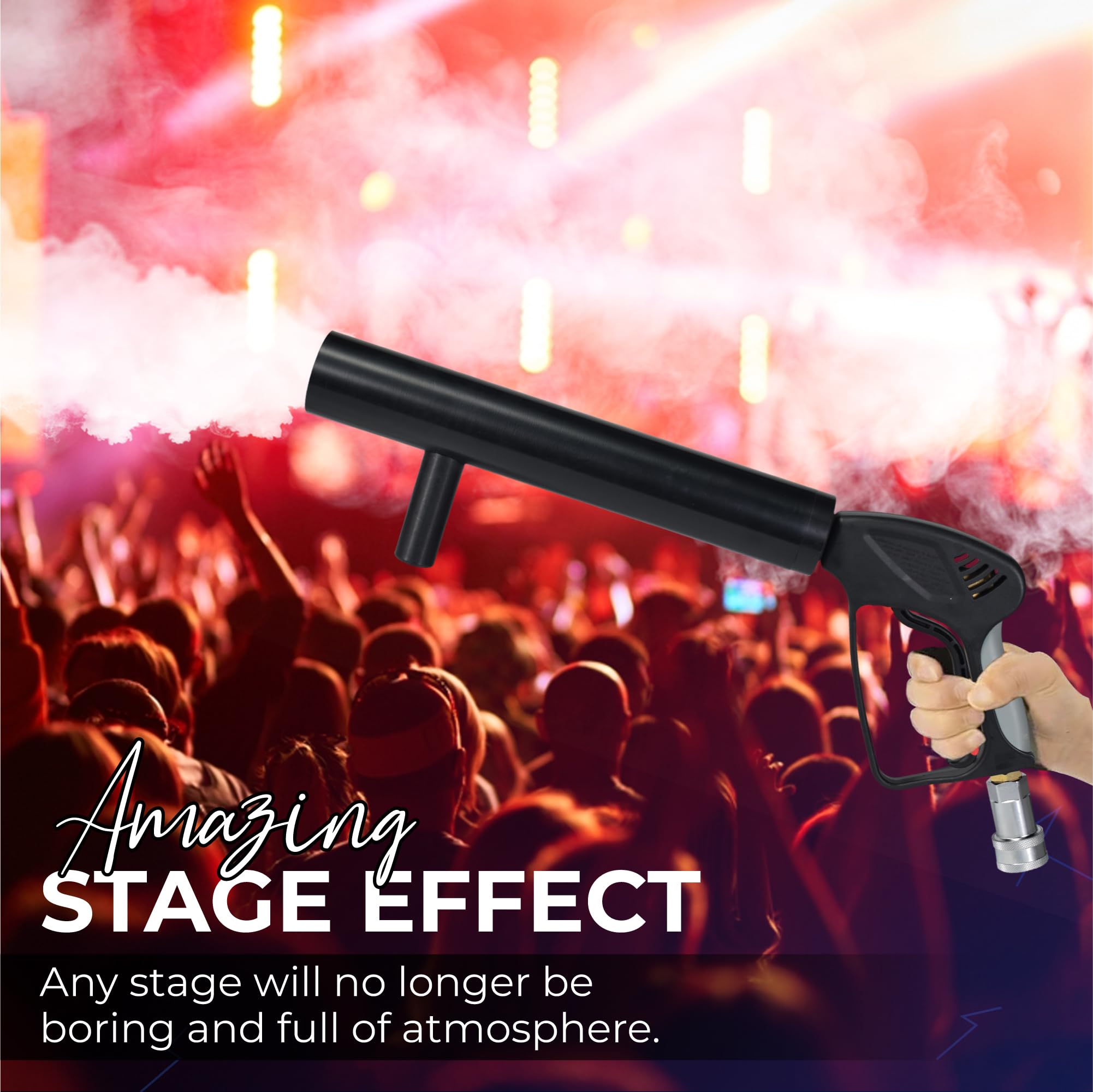 Pistola per feste a CO2 con portata di 6 m | Cavo 3m + tubo uscita No-Frost | Cannone/pistola CO2 DJ di alta qualità | Adatto per il palco del DJ Club | Macchina a getto (pistola a CO2)