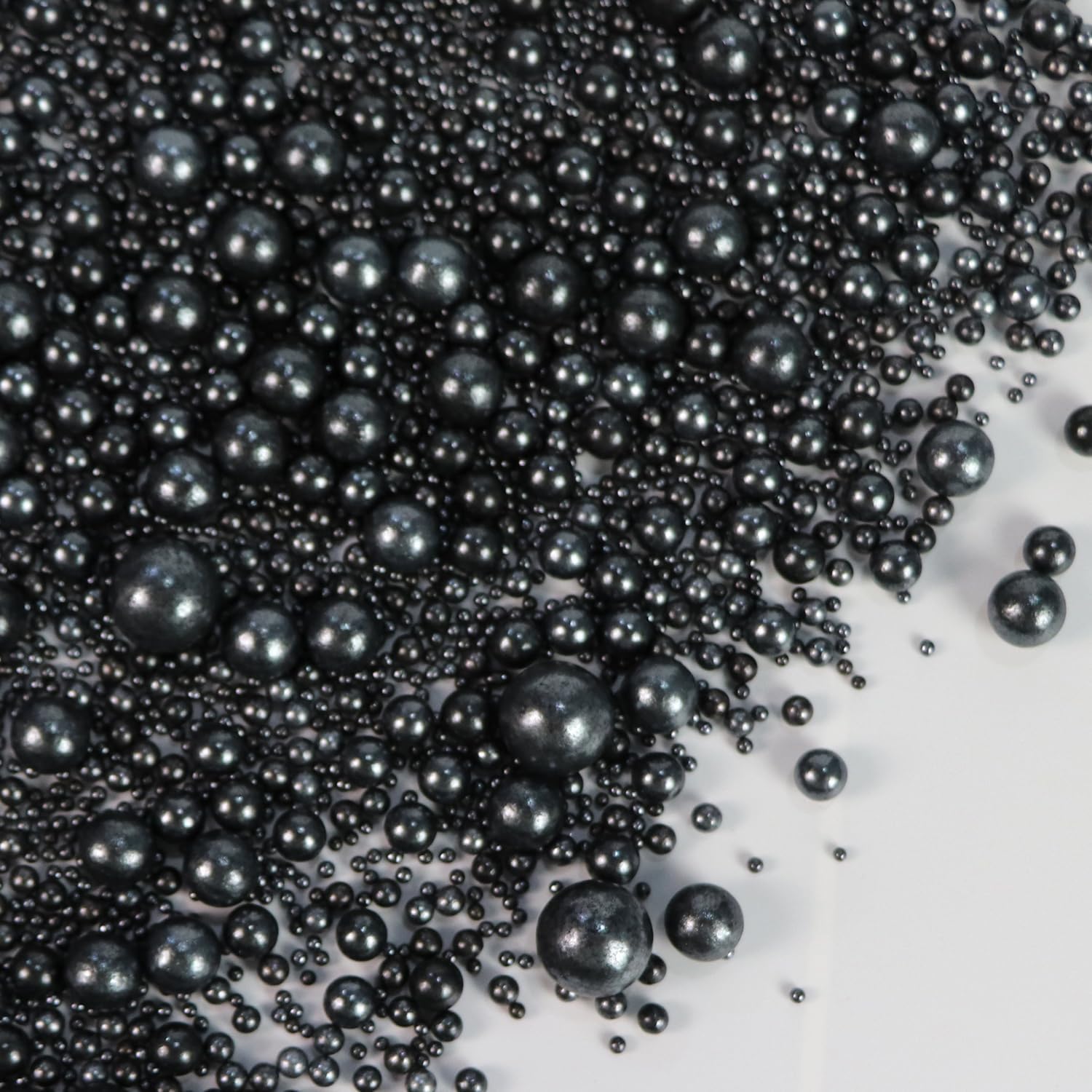 Edible Black Pearl Sprinkles Sugar Candy Pearls 130g/4.58 Oz, Mix Size, Baking Cake Decorations, Ice Cream Toppings and Cookie Decorating, Wedding Party Chirstmas Supplies