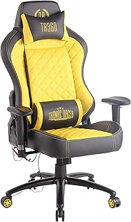 Silla Gaming Rapid XM en Cuero PU I Silla Racing con Función de Masajes I Silla de Ordenador con Cojines & Reposabrazos Ajustables I Color:, Color:Negro/Amarillo