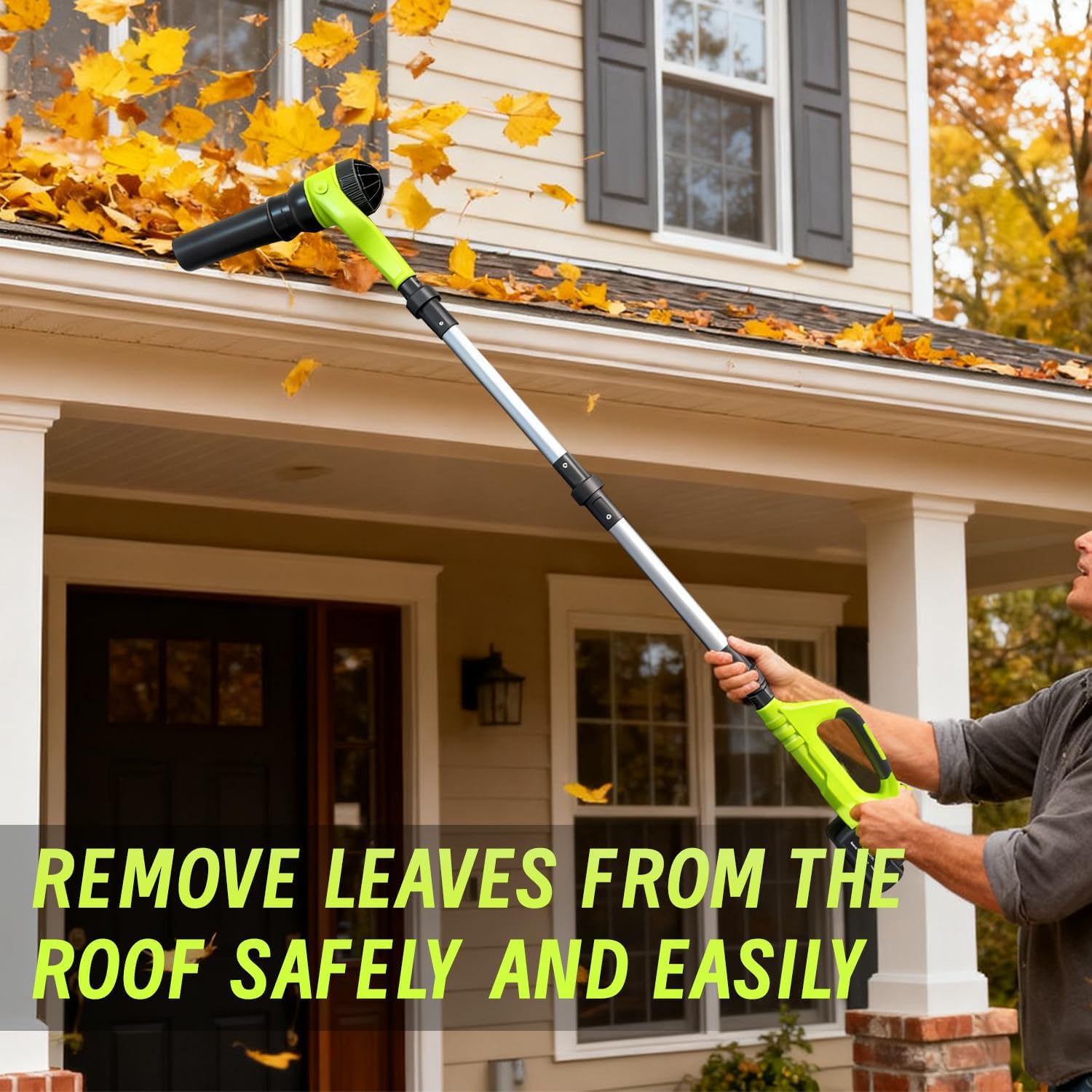 Cordless Leaf Blower, 21V Leaf Blowers, 580CFM/180MPH Brushless Motor, with 2 Lightweight Batteries 3.0Ah & Charger, and 3-Speed Leaf Blower 2-in-1 Design with Gutter Cleaning Kit for Garden & House