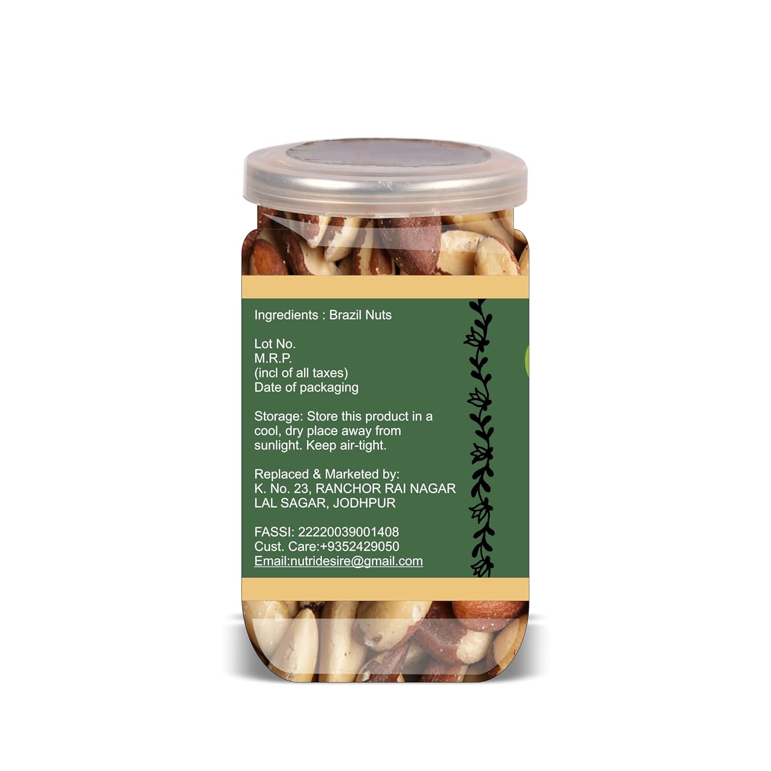 NUTRI DESIRE Brazil Nuts 500 Gram Airtight Container